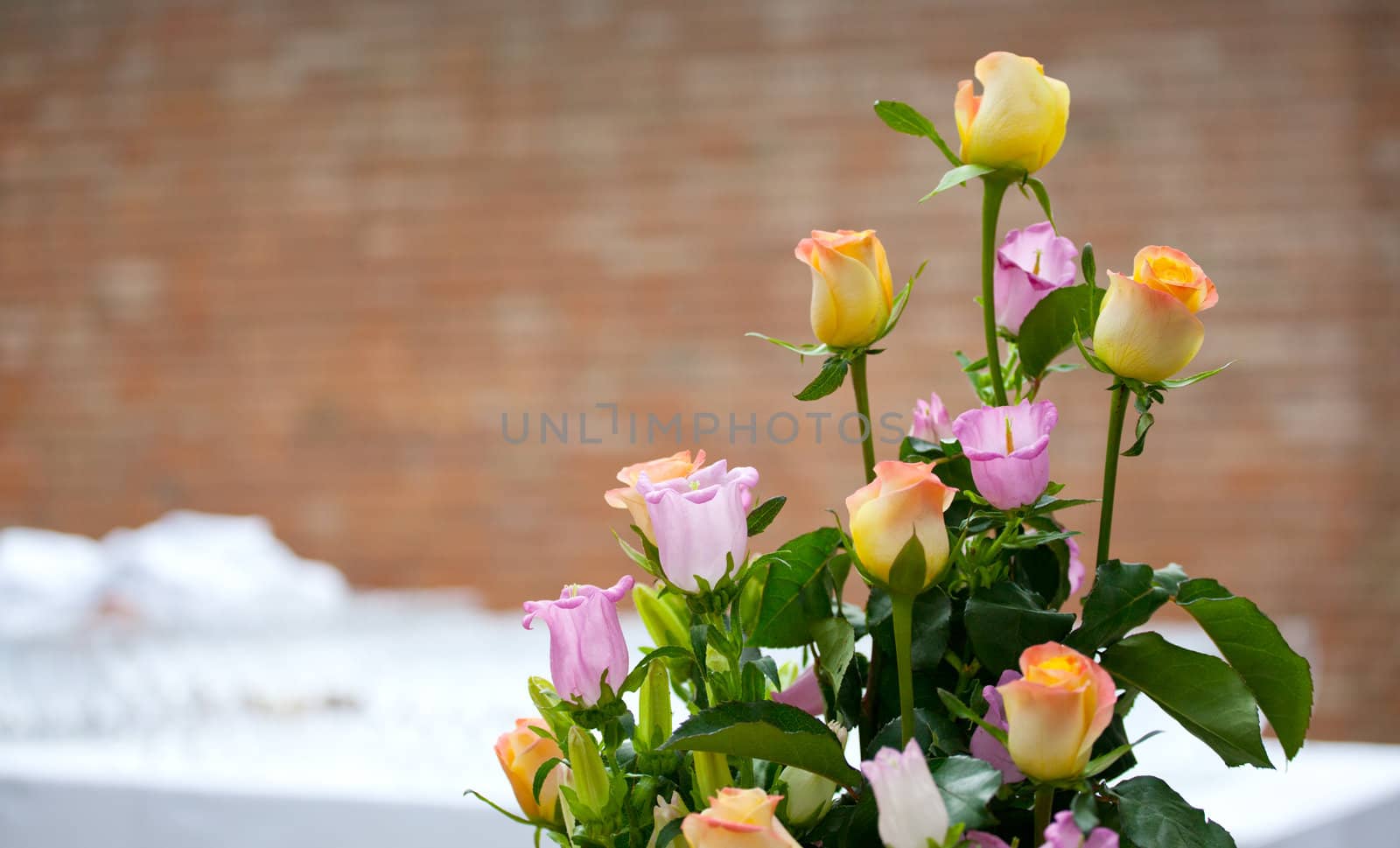 Bouquet of assorted multicolored roses