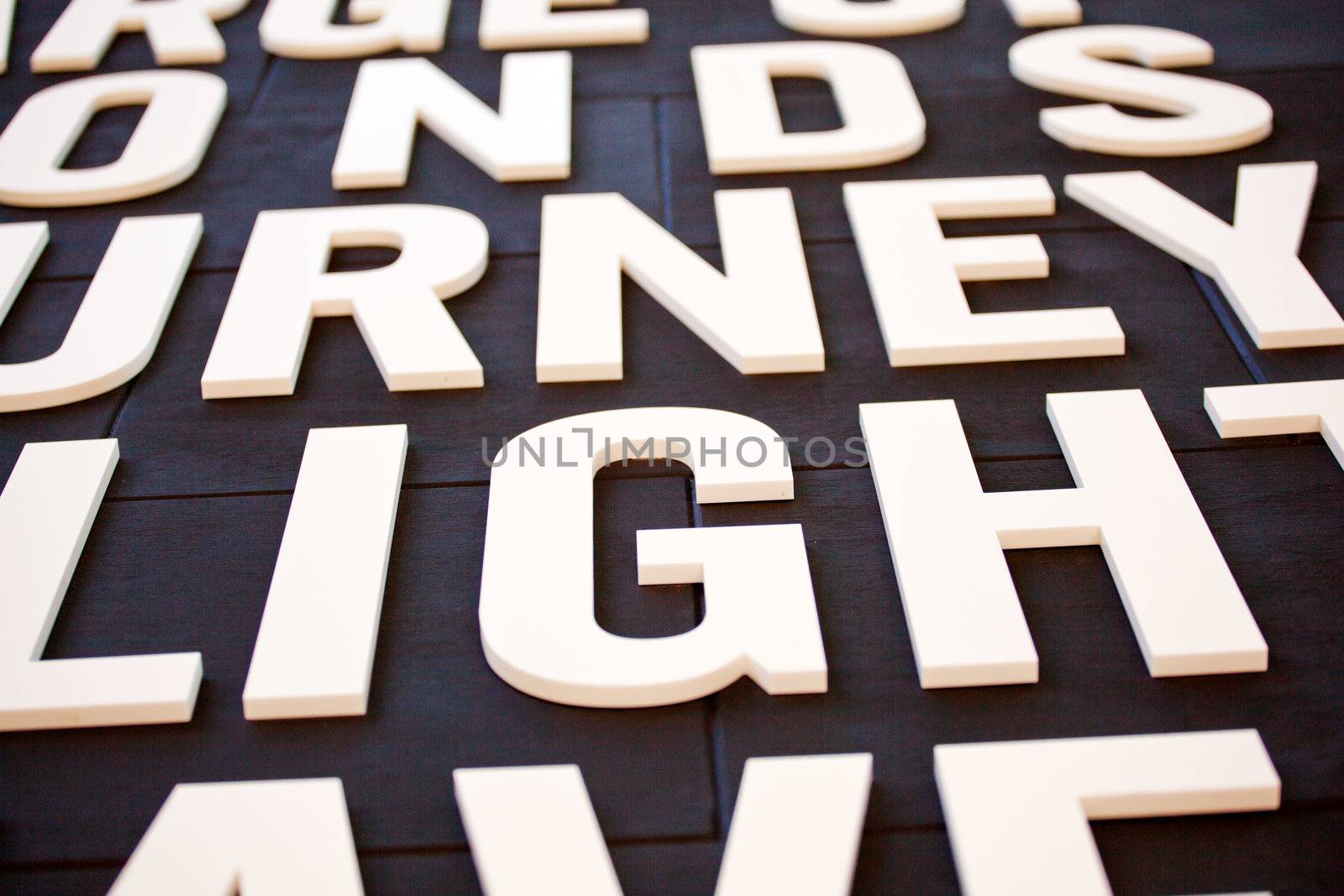 White letters on a black backgrounds
