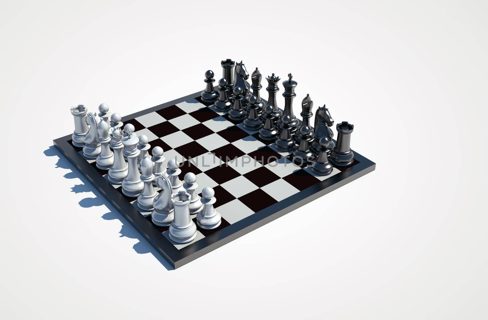 3d chessboard on white background