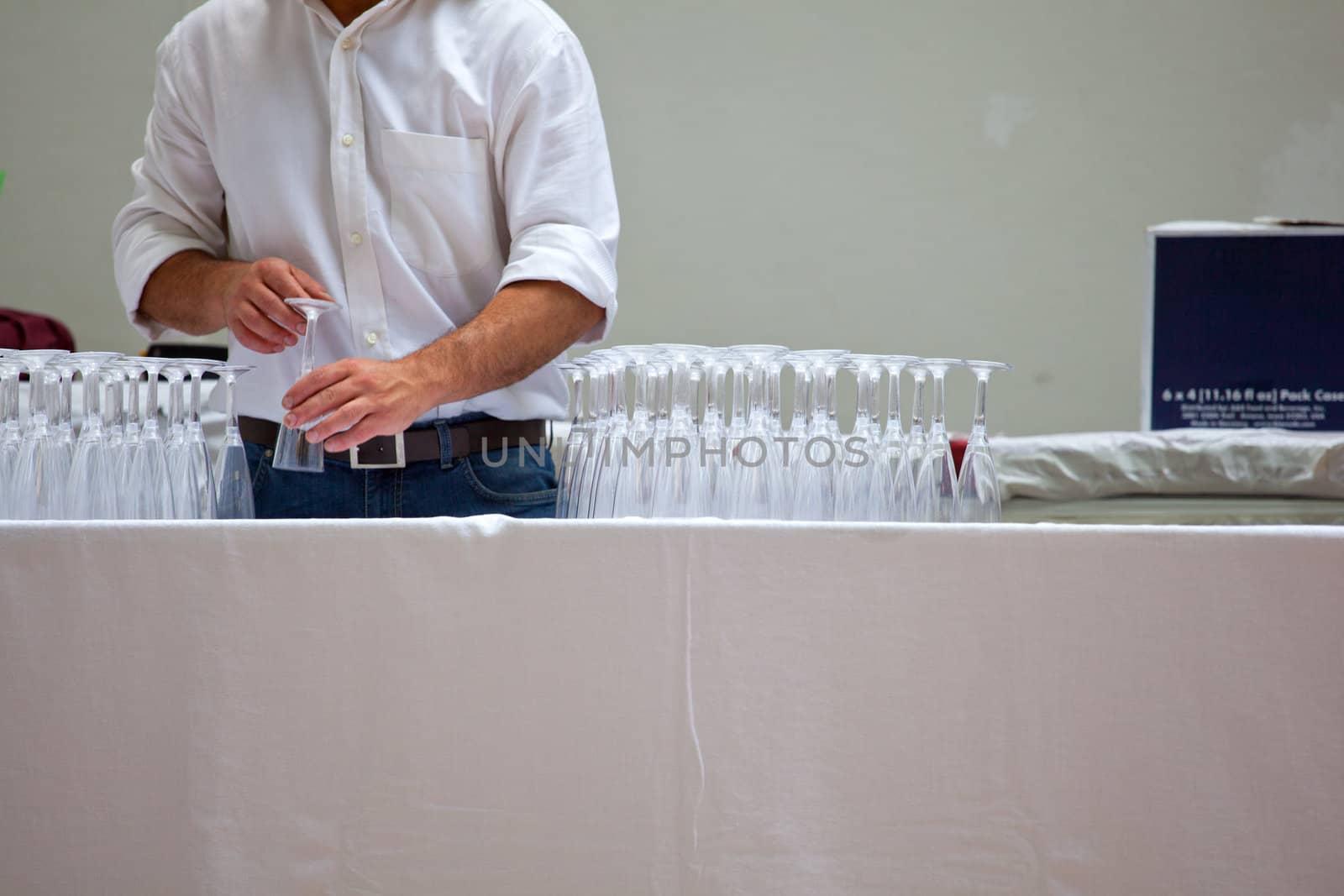Glasses on the table ready for a party
