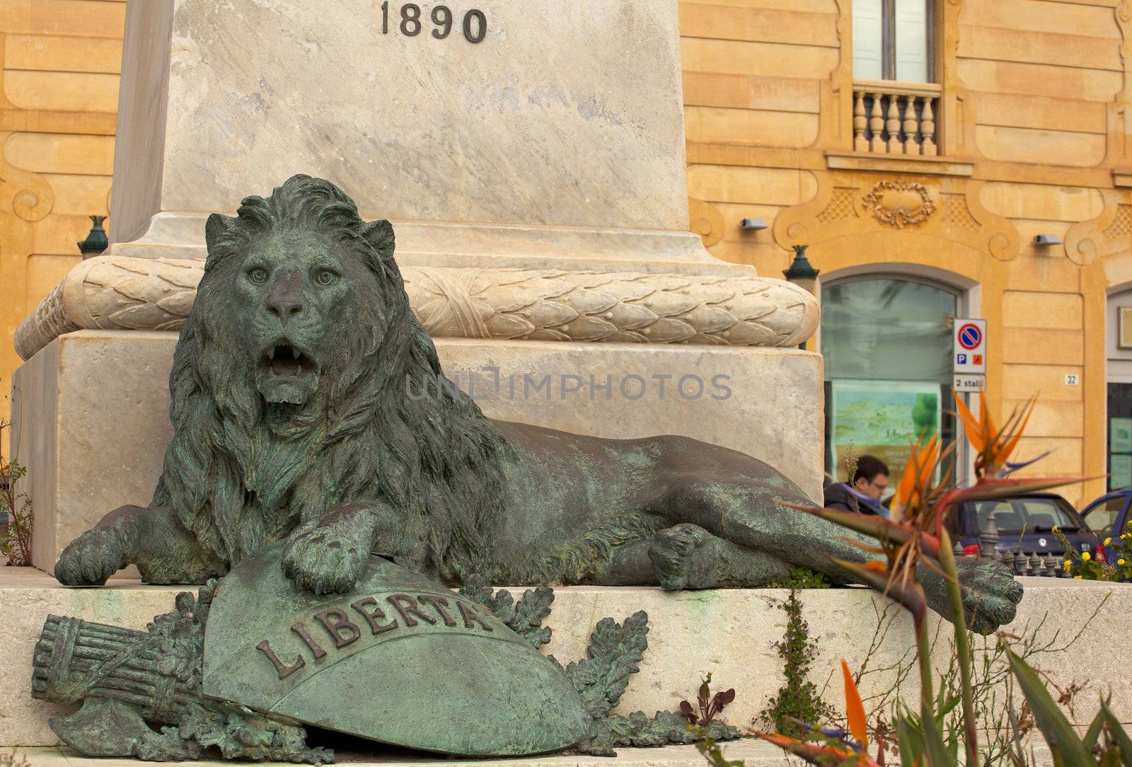 View of Bronze lion, Trapani