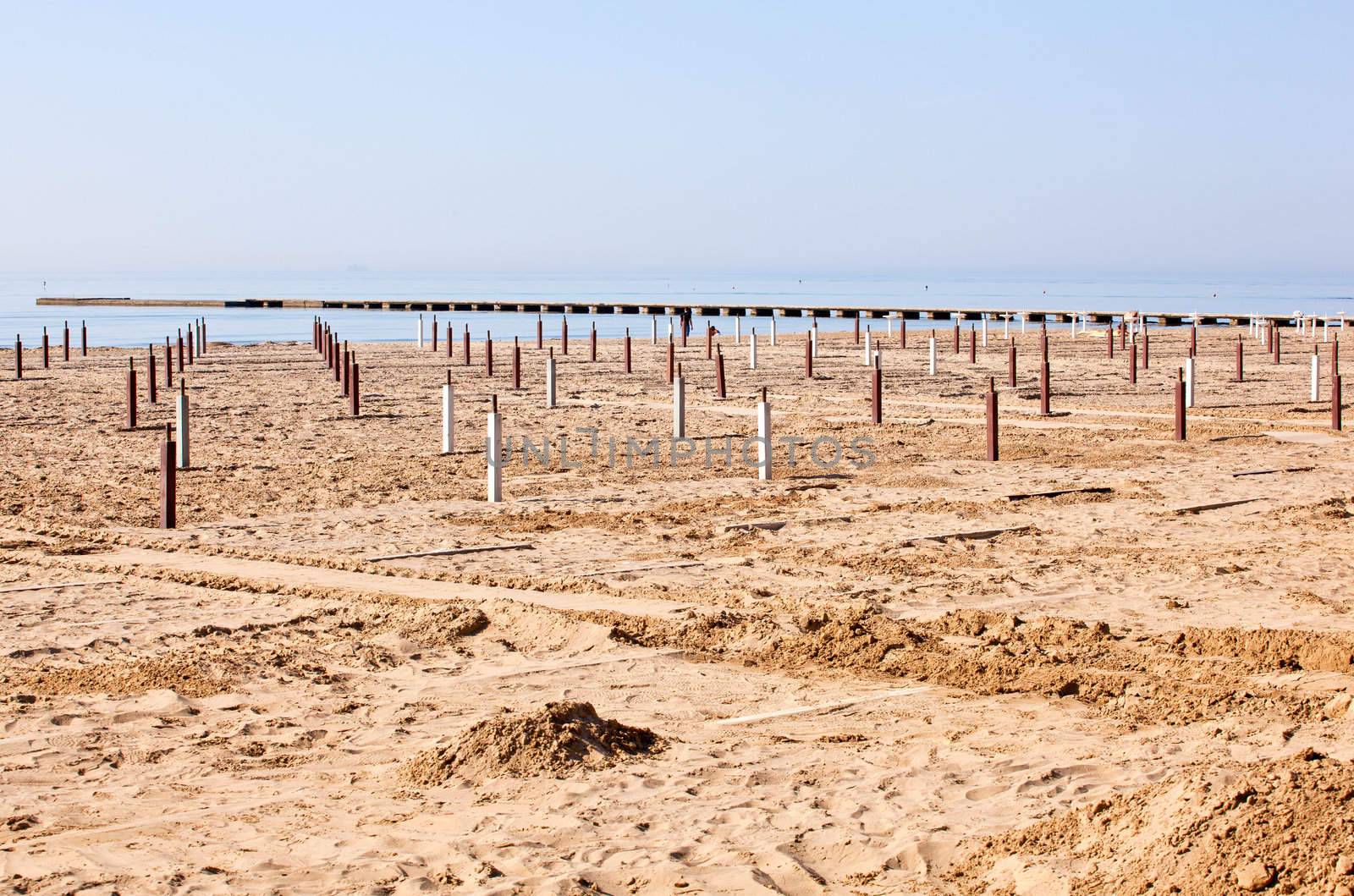 Beach before the summer season, Grado - Italy