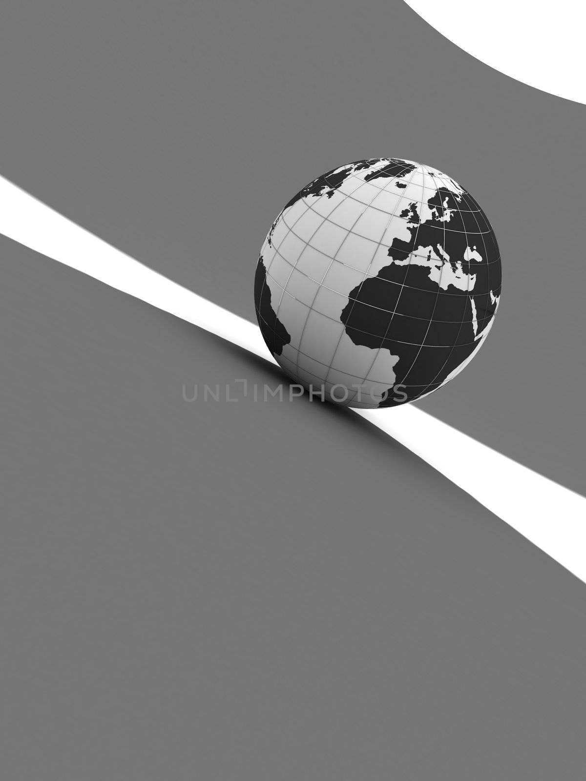 3d earth on grey and white background