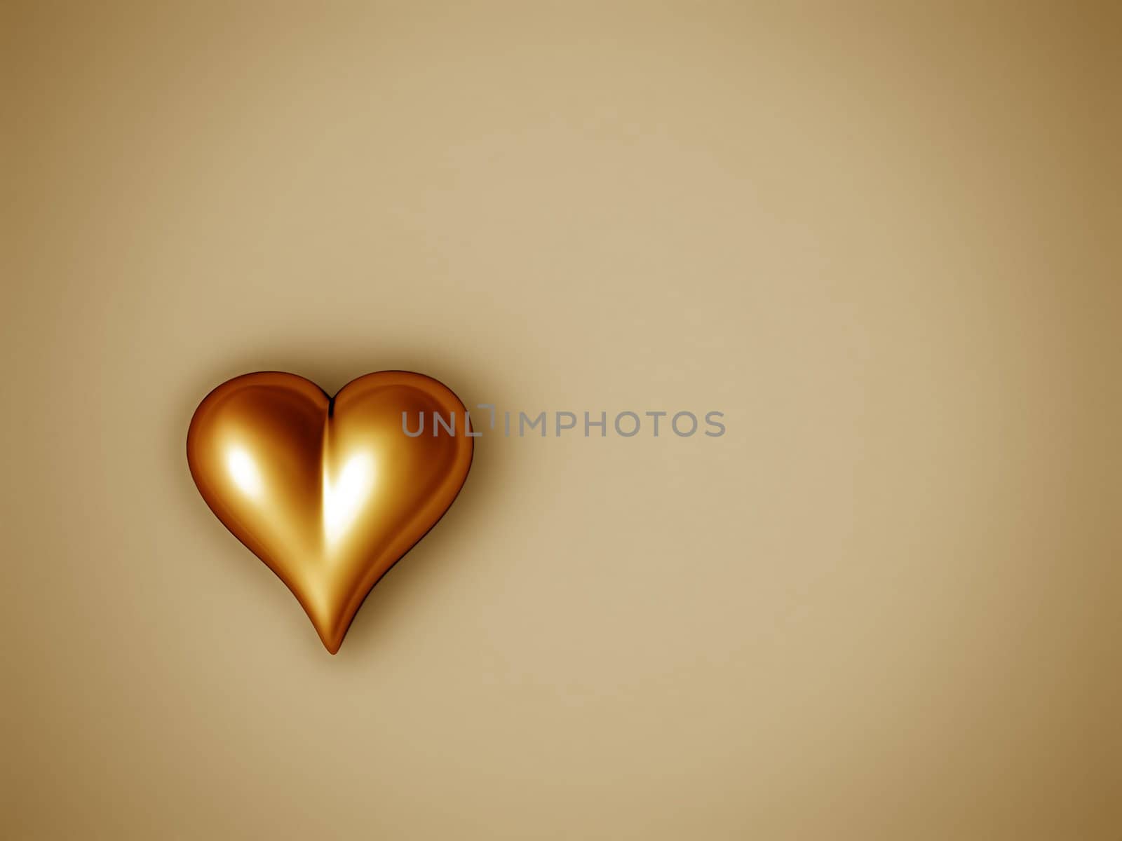A golden Valentine heart - 3d picture