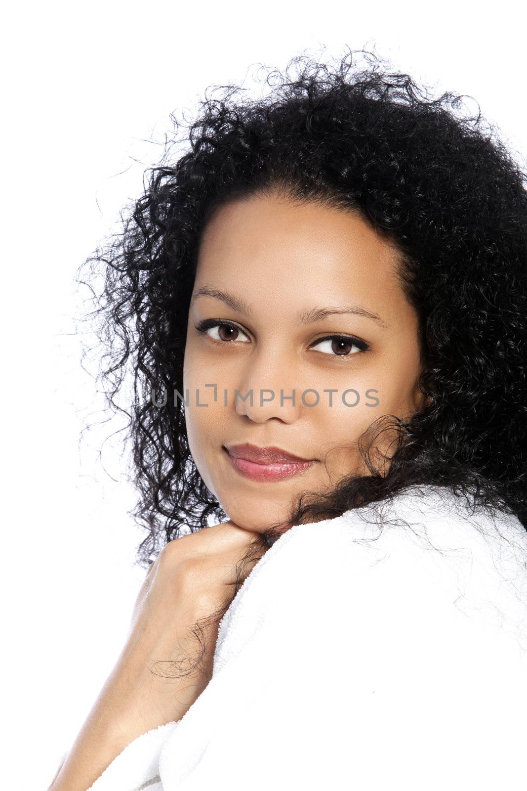 Close up shot face of an African American woman isolated on
