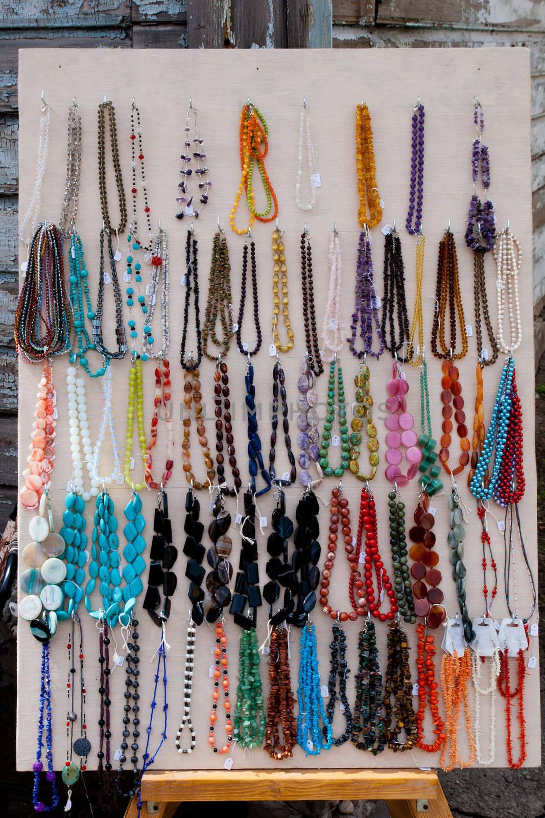 Handmade Bracelets and necklaces on sale in a market