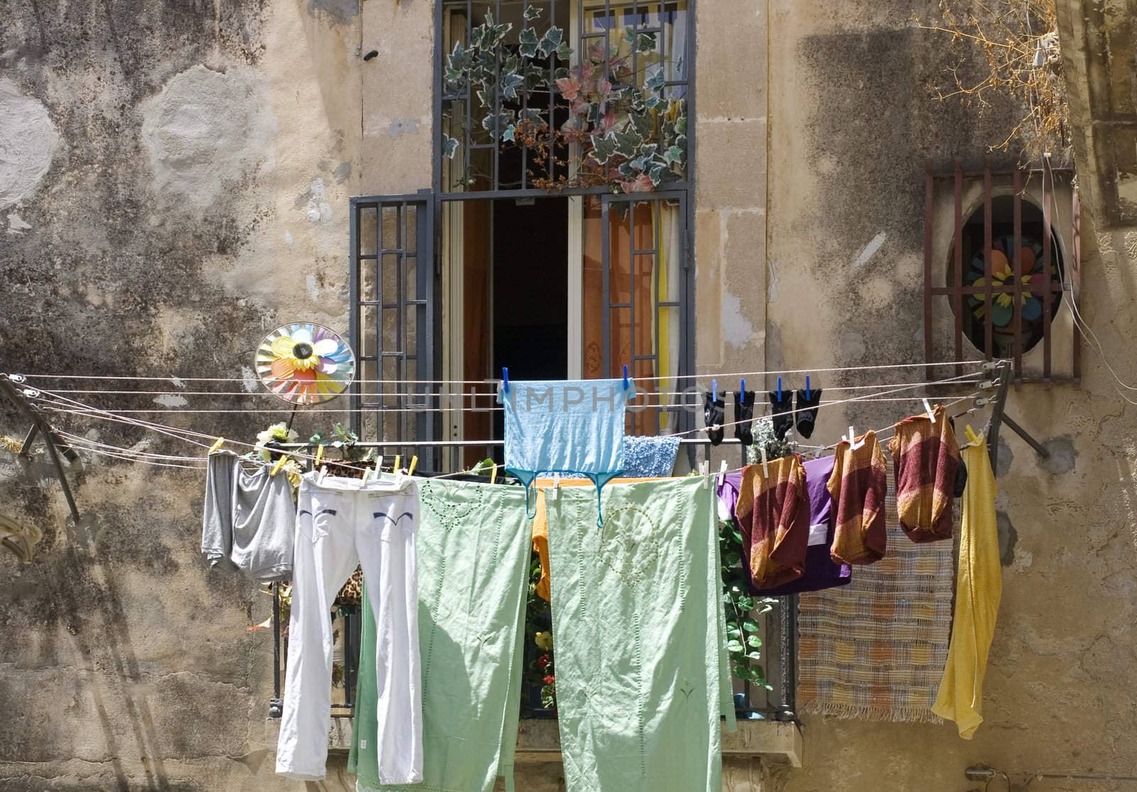 Drying laundry out of the balcony