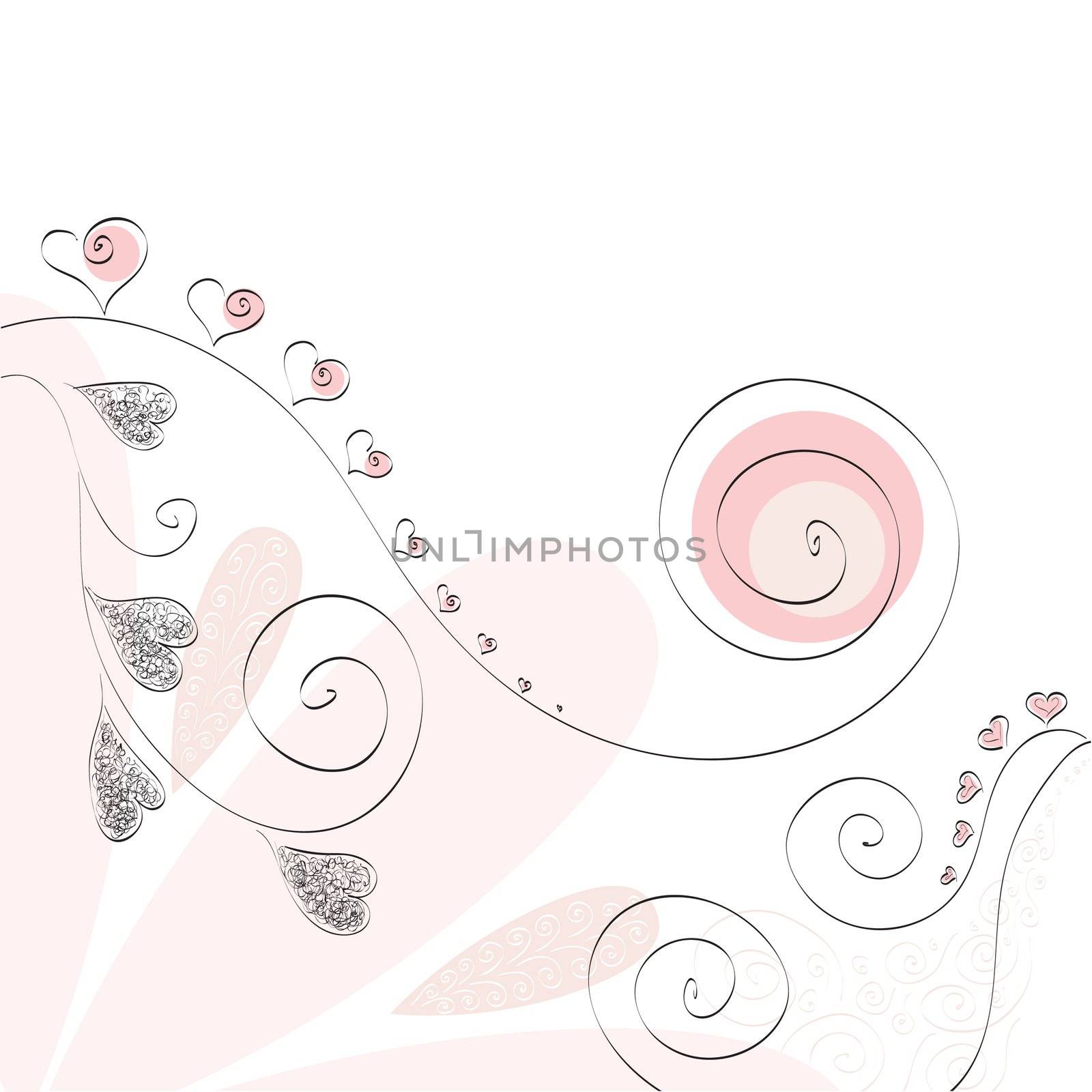 pink heart and curl valentine romantic background