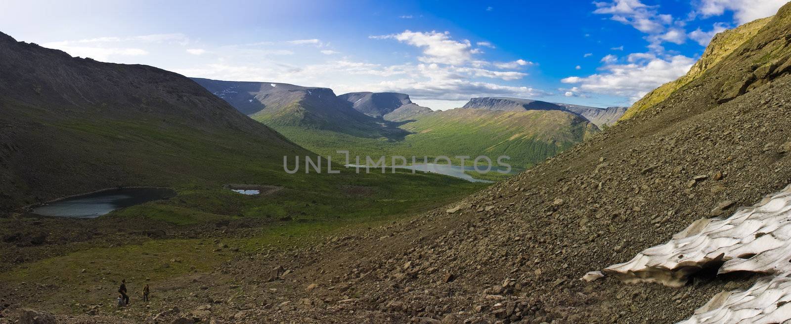 Mountain panorama with people by vidrik