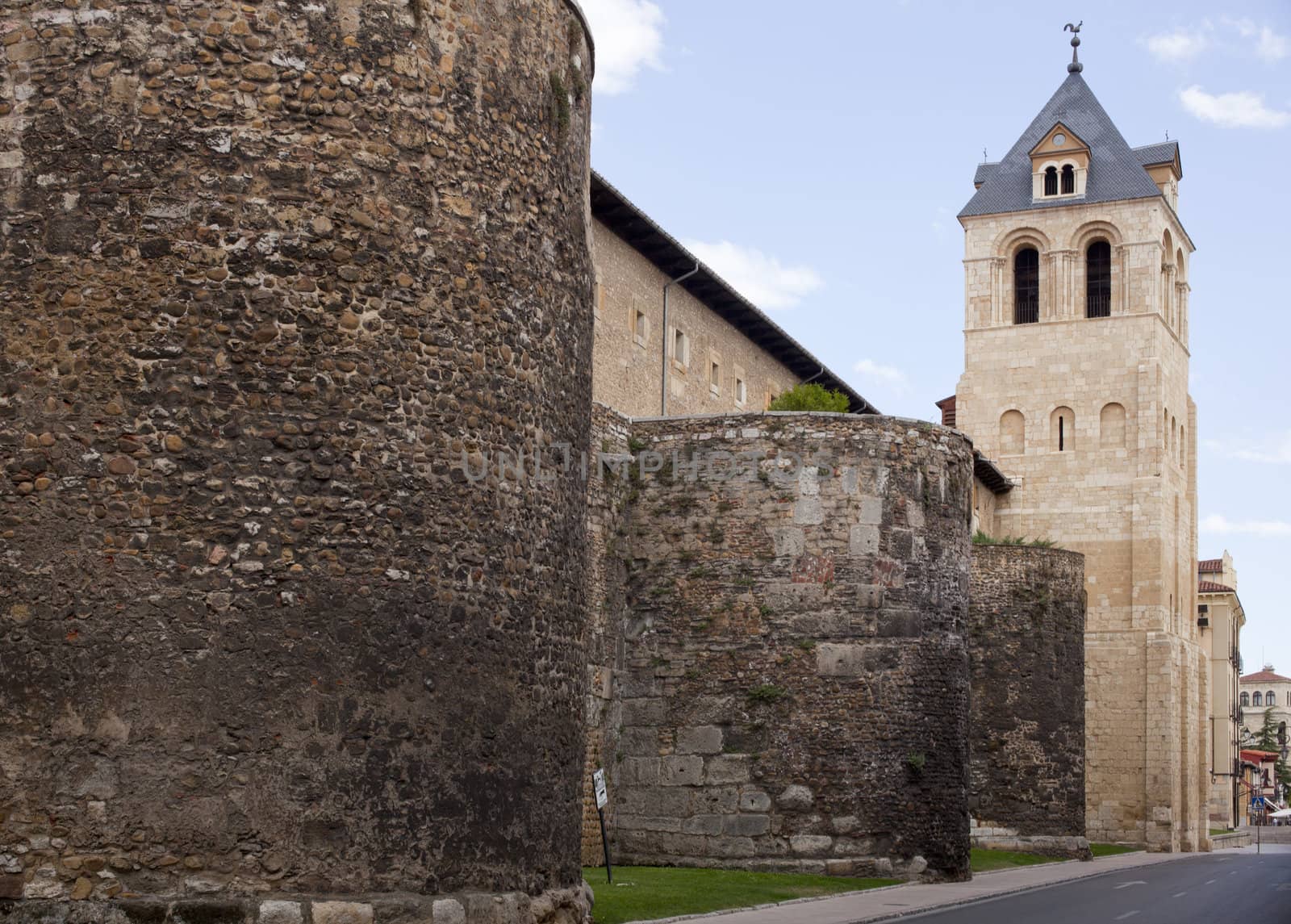 Walls of the fortress city of Leon, Spain