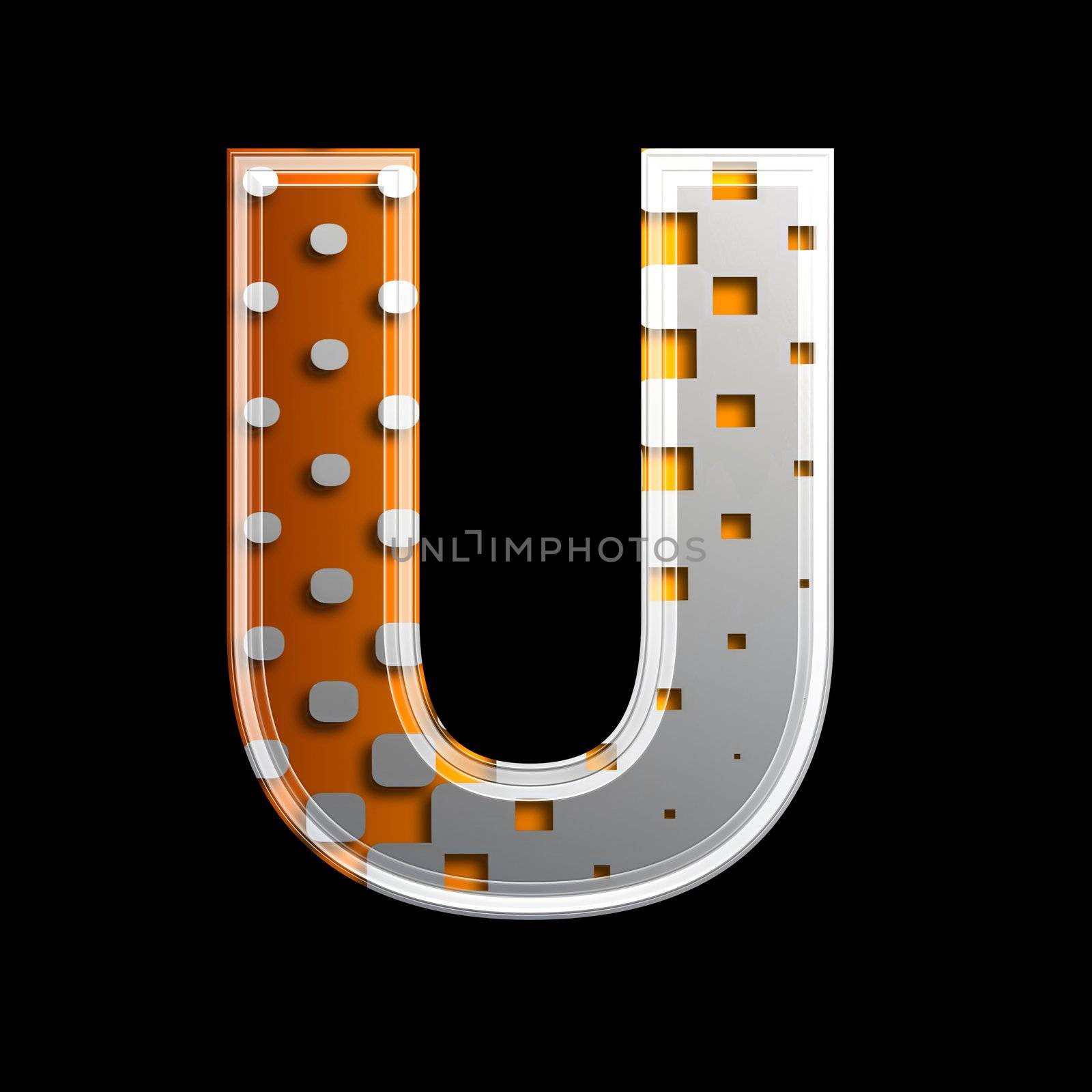 halftone 3d letter - U by chrisroll