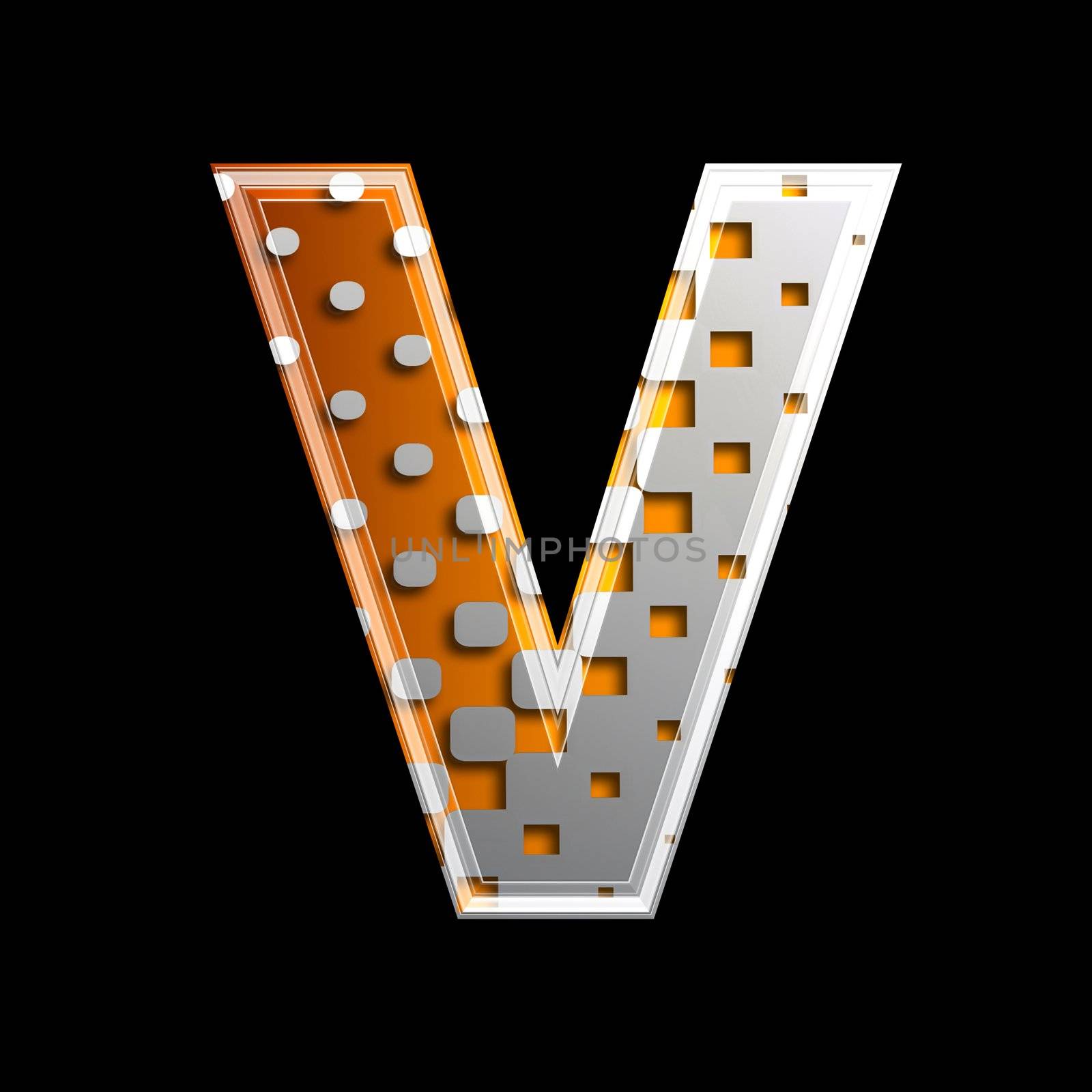 halftone 3d letter - V by chrisroll