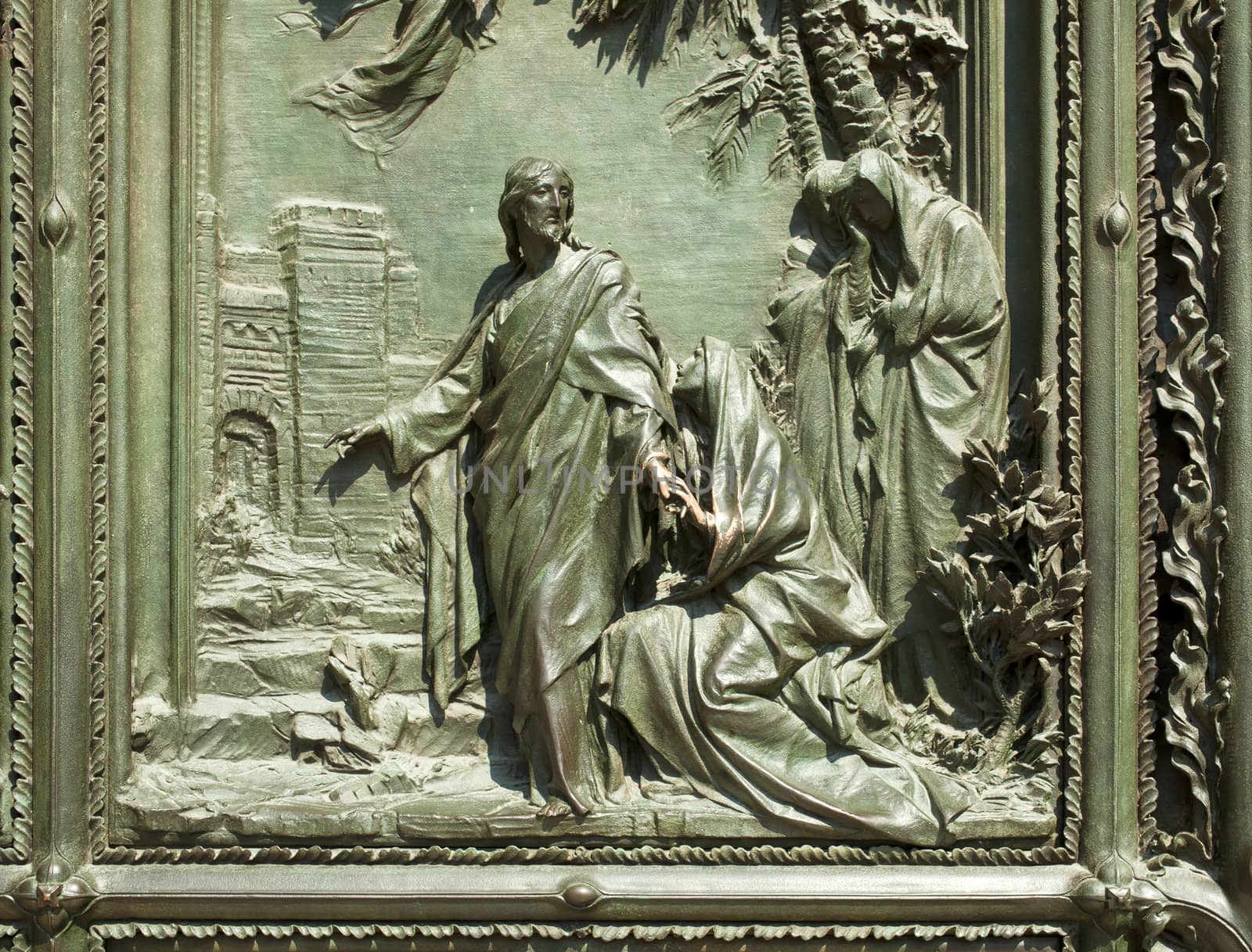 Jesus, Relief on Milan cathedral door - Italy