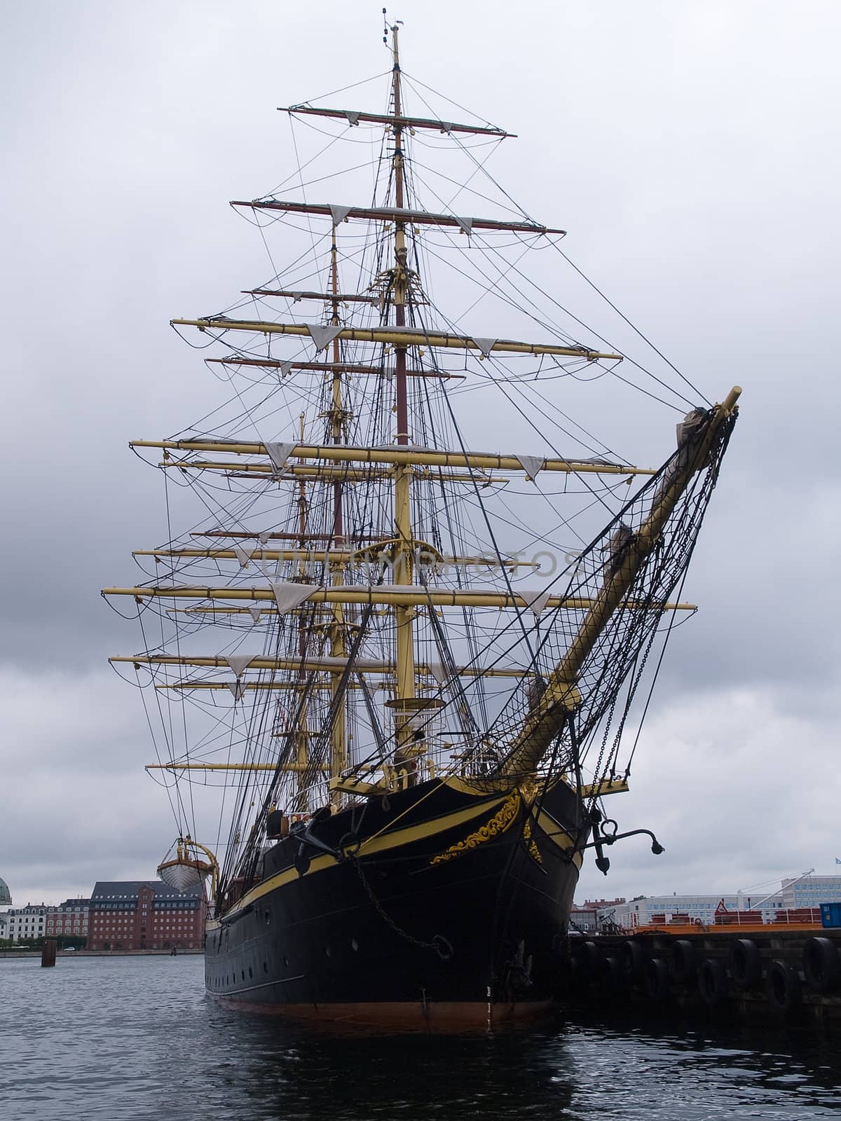 Classical Old Style Vintage Three Masts Clipper Ship Yacht Copenhagen Denmark