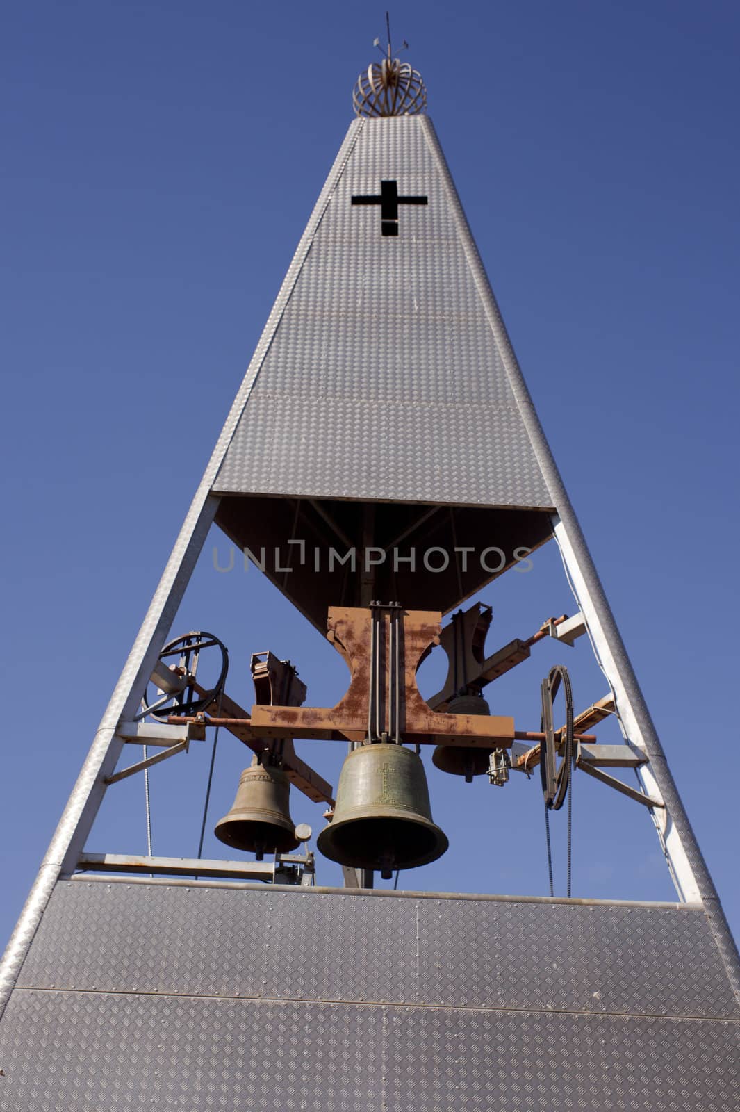 Modern belltower of a church