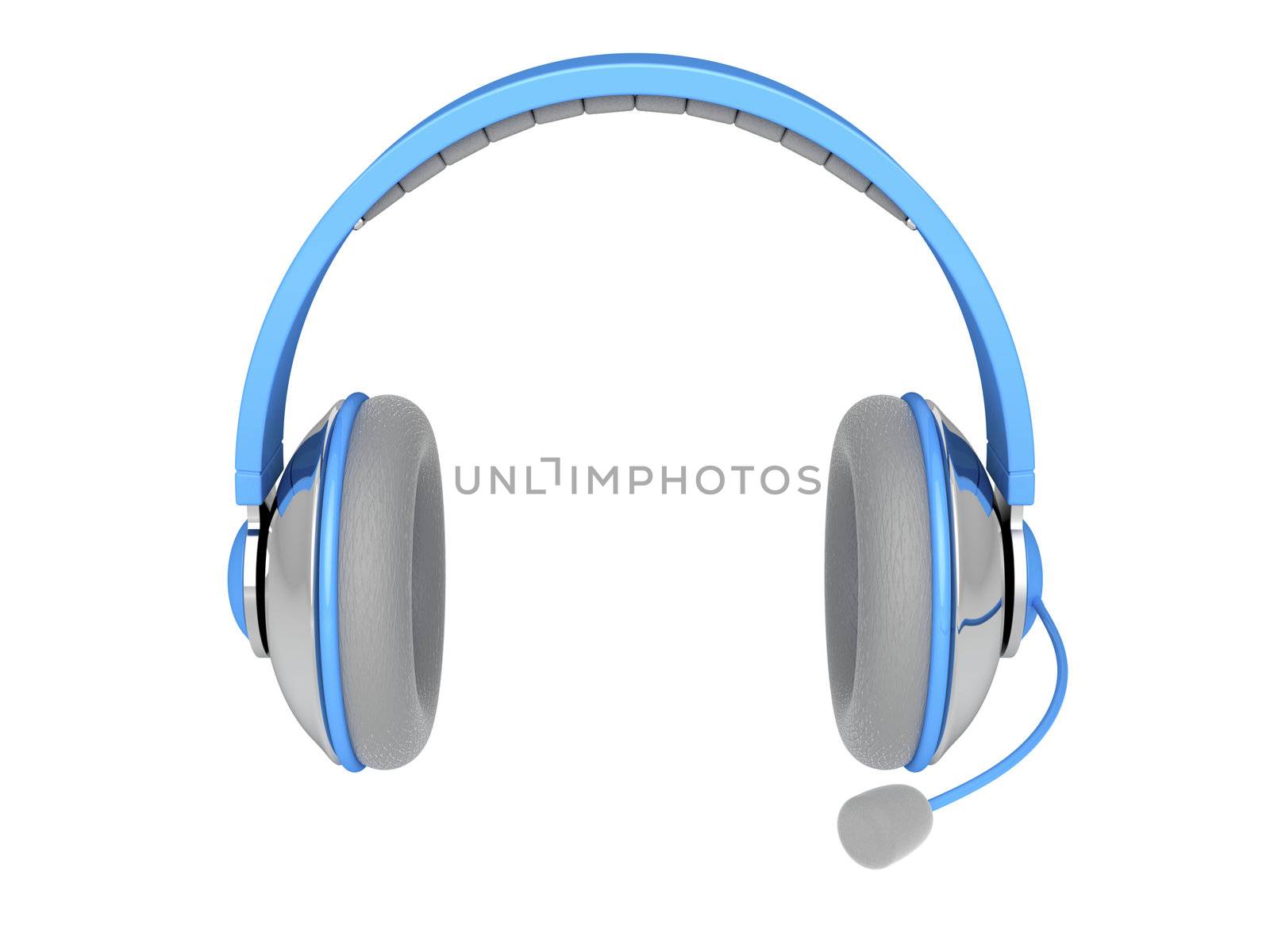 Stereo headphone with mic isolated on white