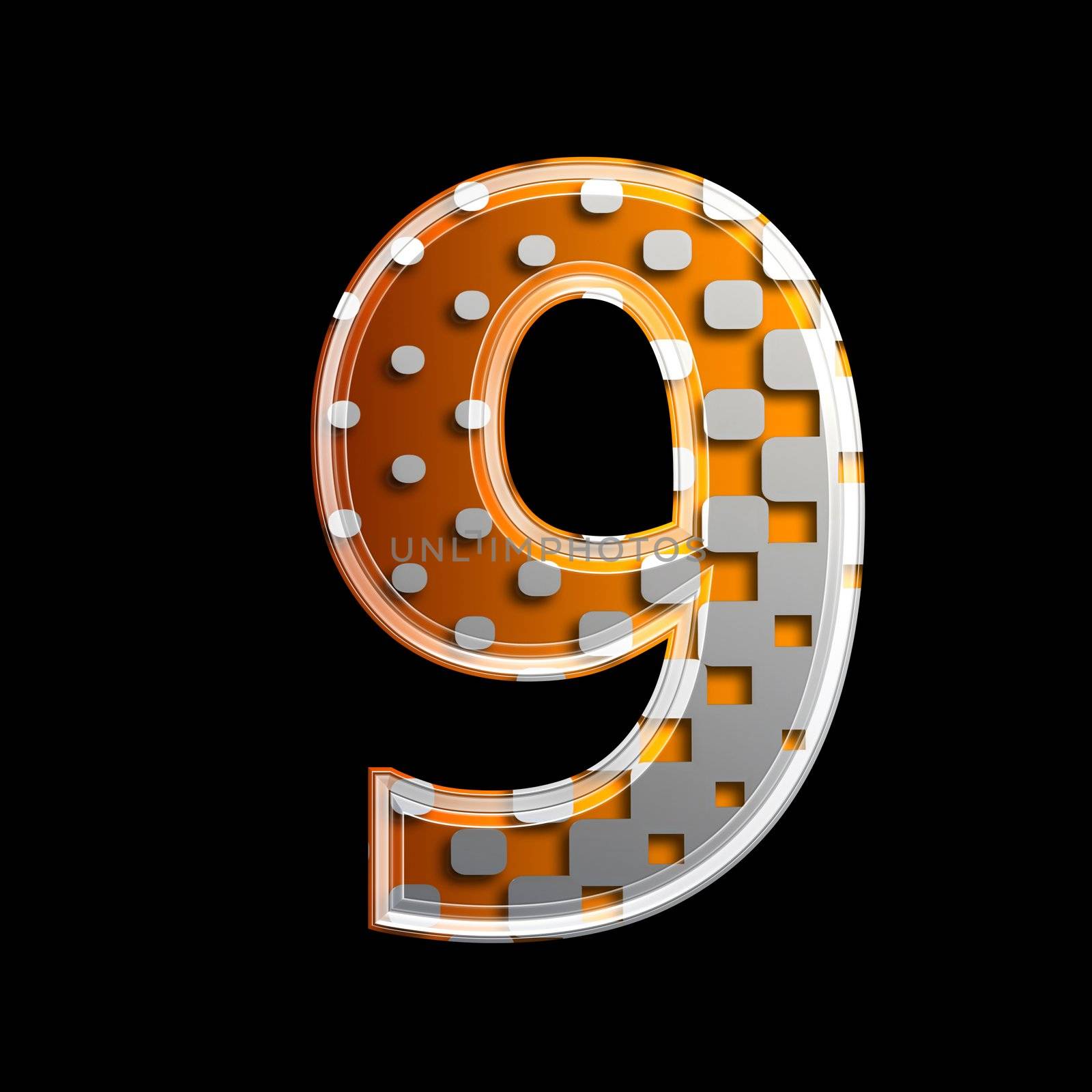 Halftone 3d digit - 9 by chrisroll