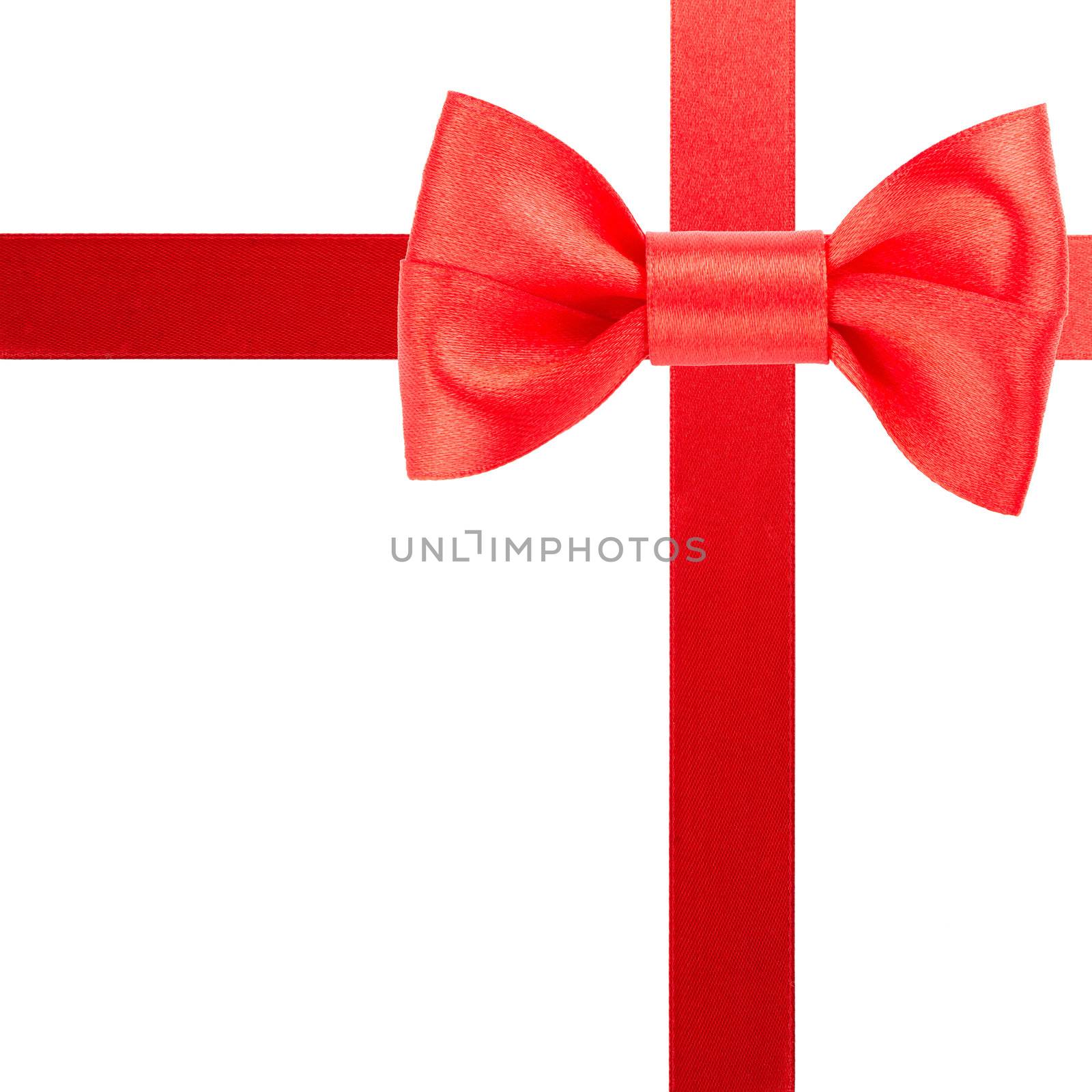 Red bow and ribbons isolated on white background