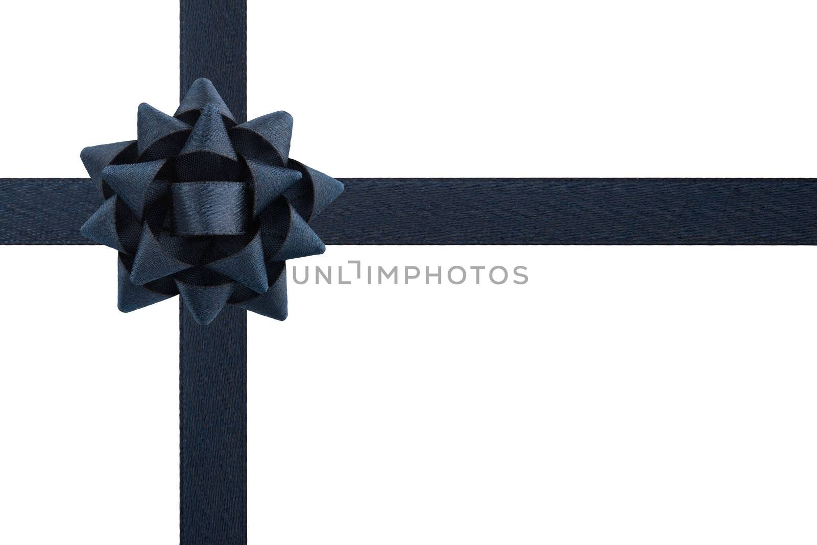 Black bow and ribbons isolated on white background