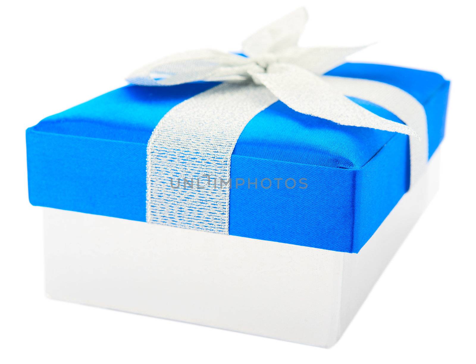 Blue gift box isolated on white background
