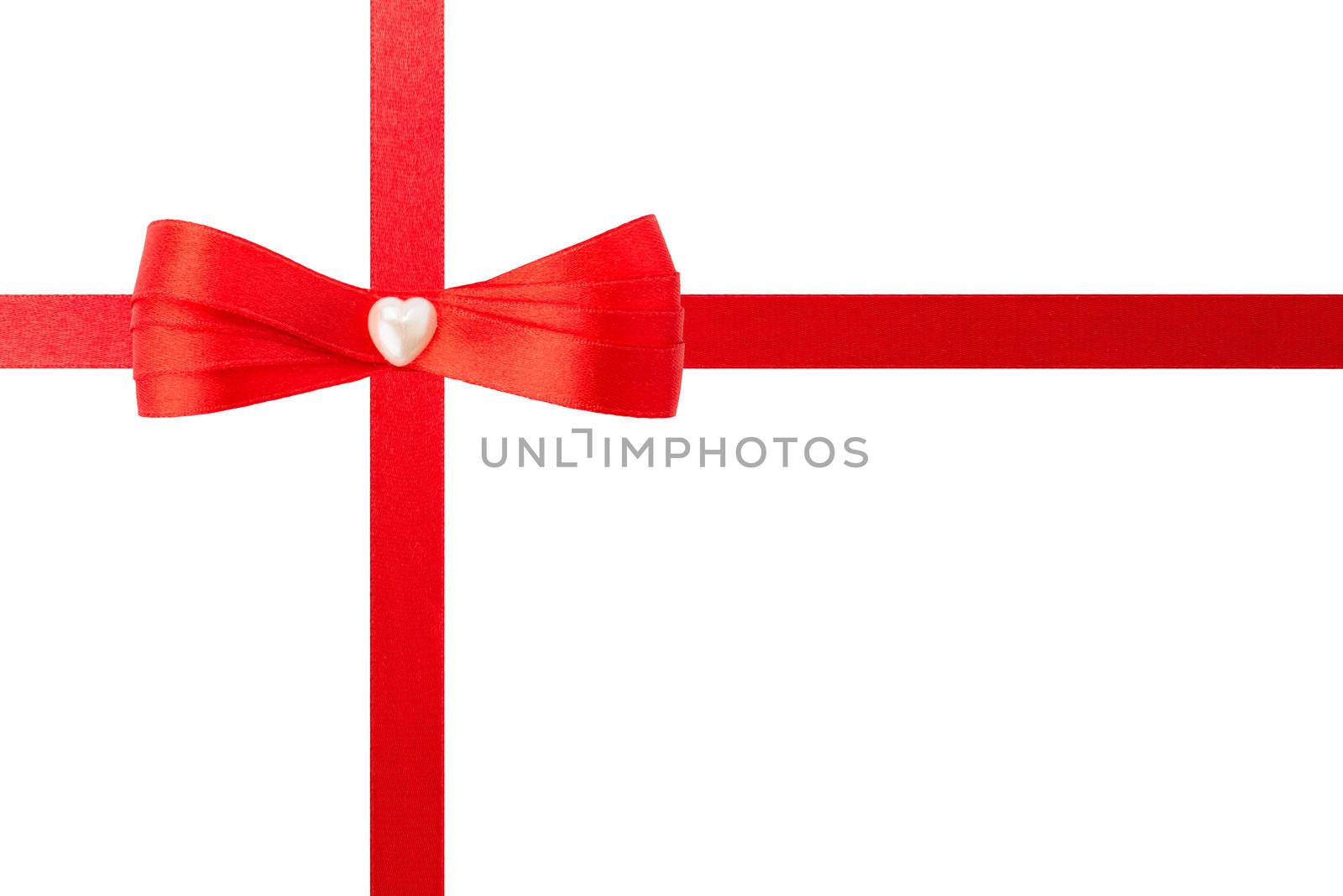 Red bow and ribbons isolated on white background