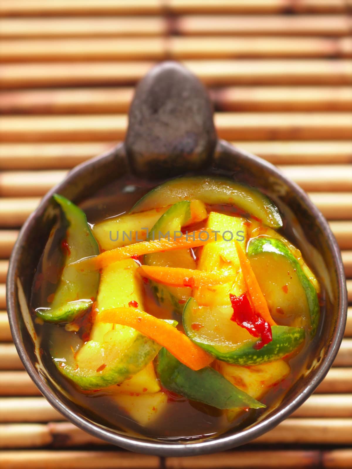 close up of indian pickled vegetables achar