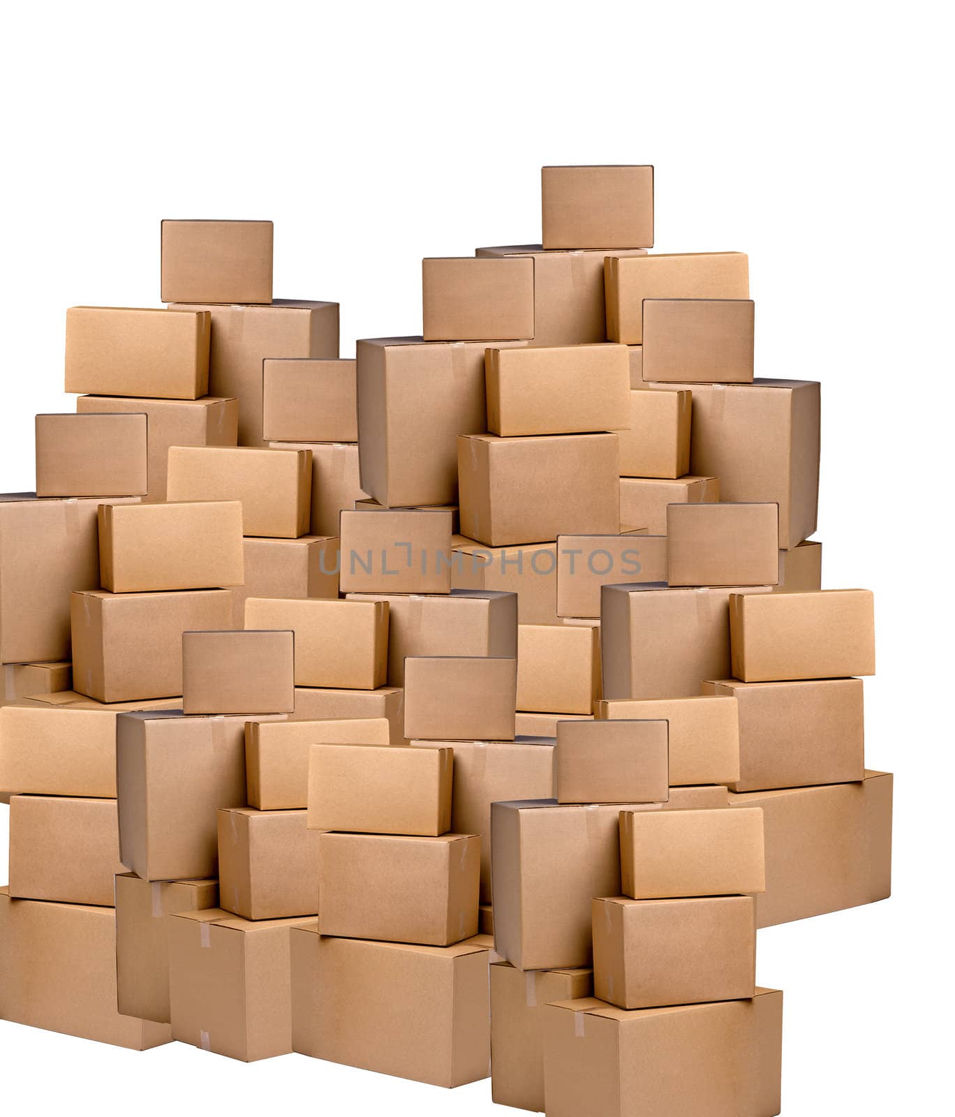 piles of cardboard boxes on a white background