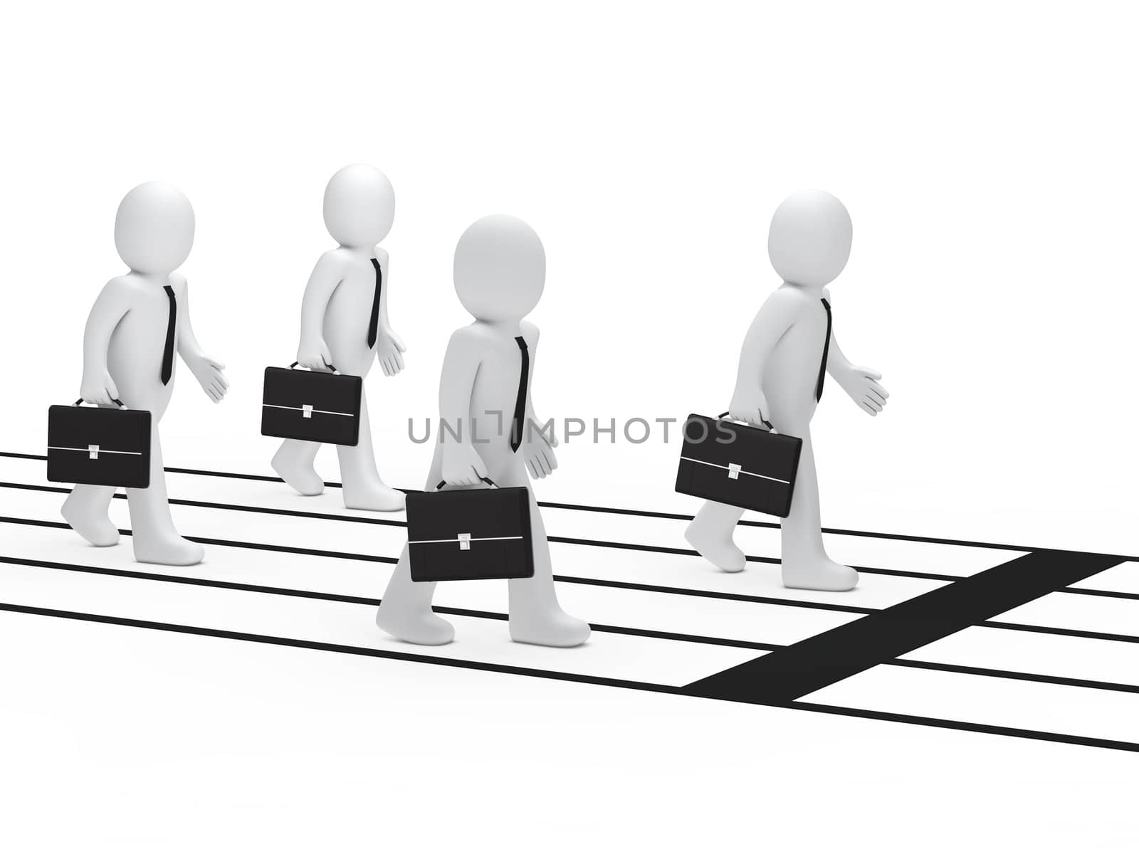 Business men with briefcase run for success