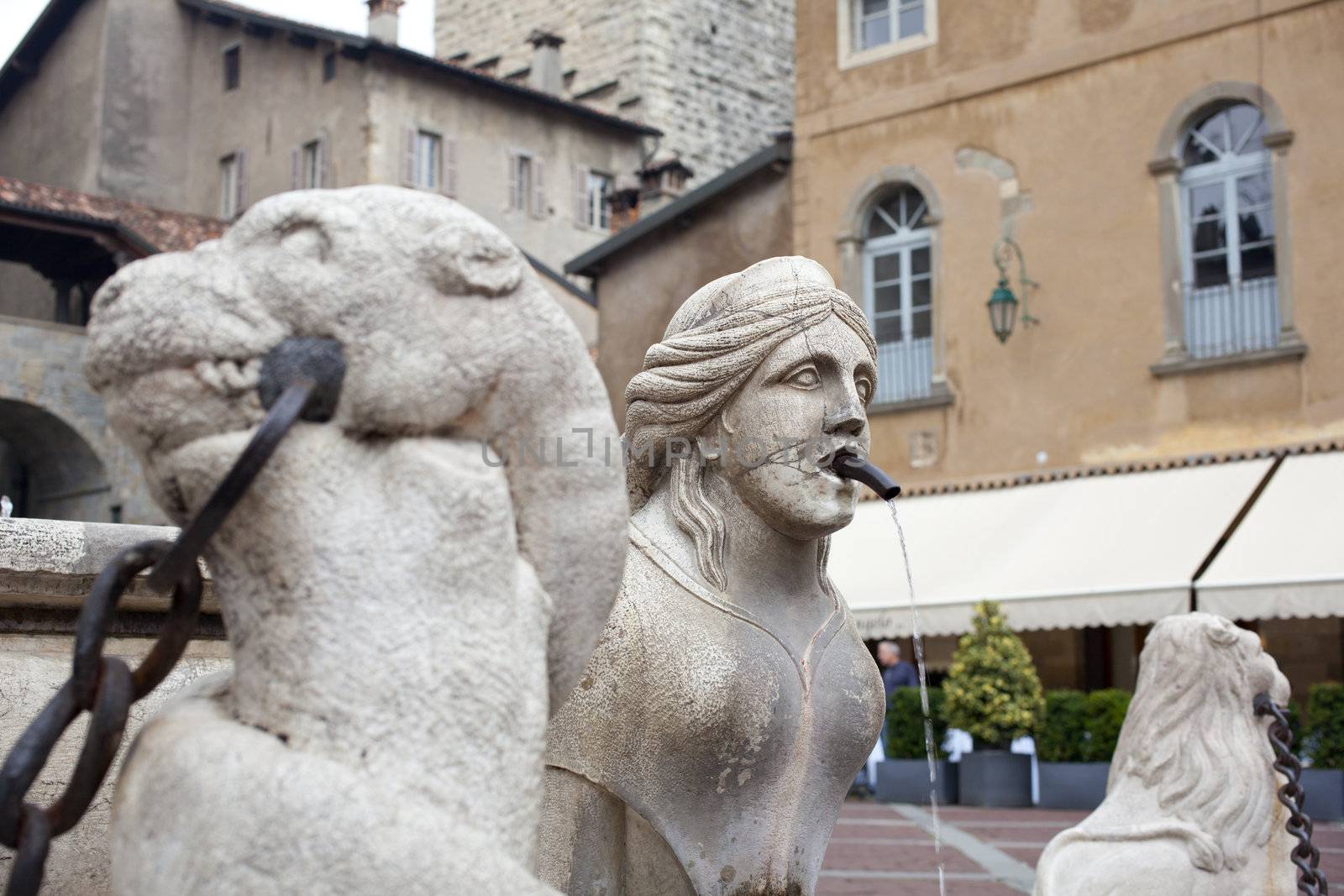 The Contarini fountain in the city of Bergamo Alta, Italy