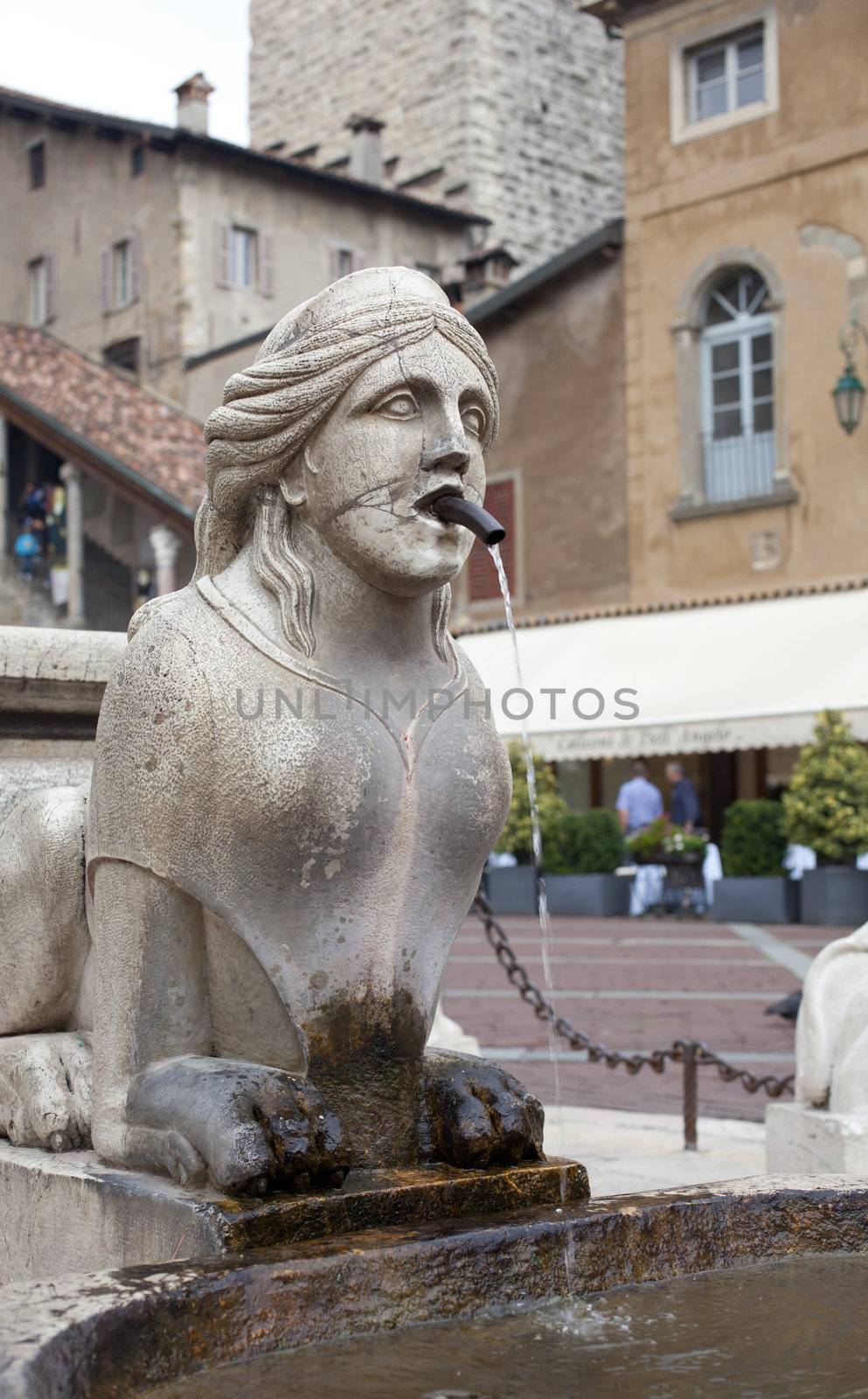 The Contarini fountain in the city of Bergamo Alta, Italy
