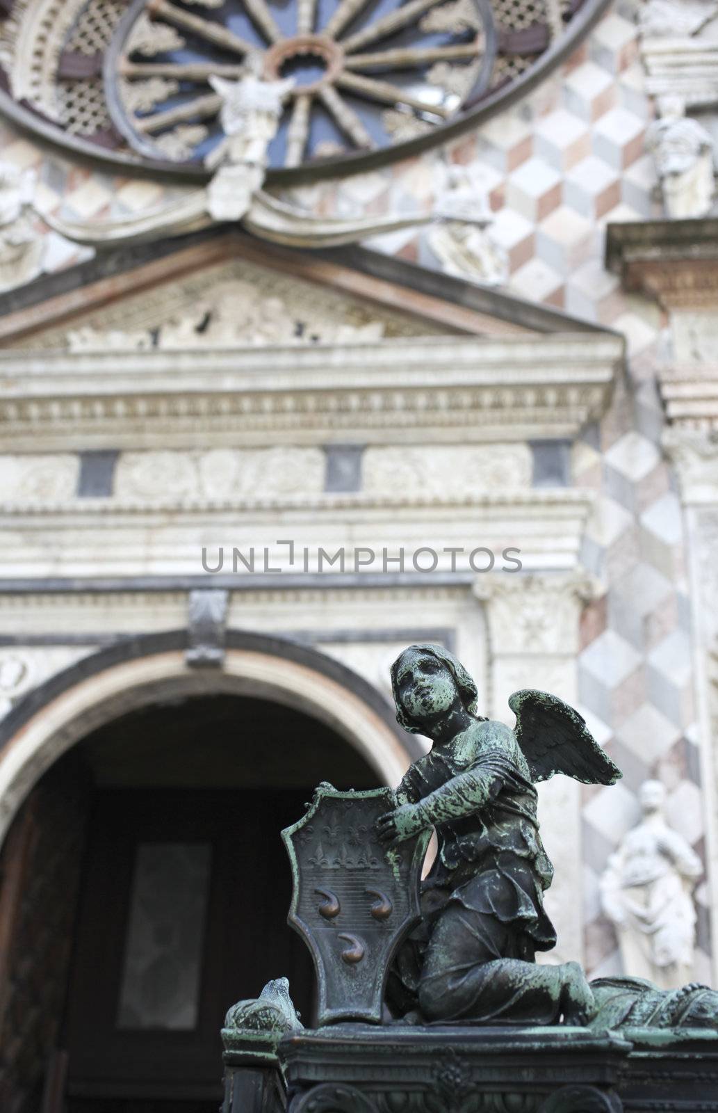 Sculpture on the gate of the Basilica of Santa Maria Maggiore, Bergamo alta - Italy