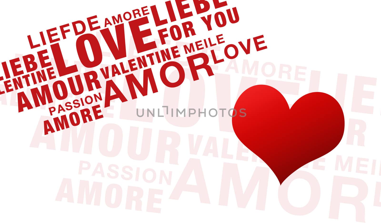 Words for valentines day on white with heart