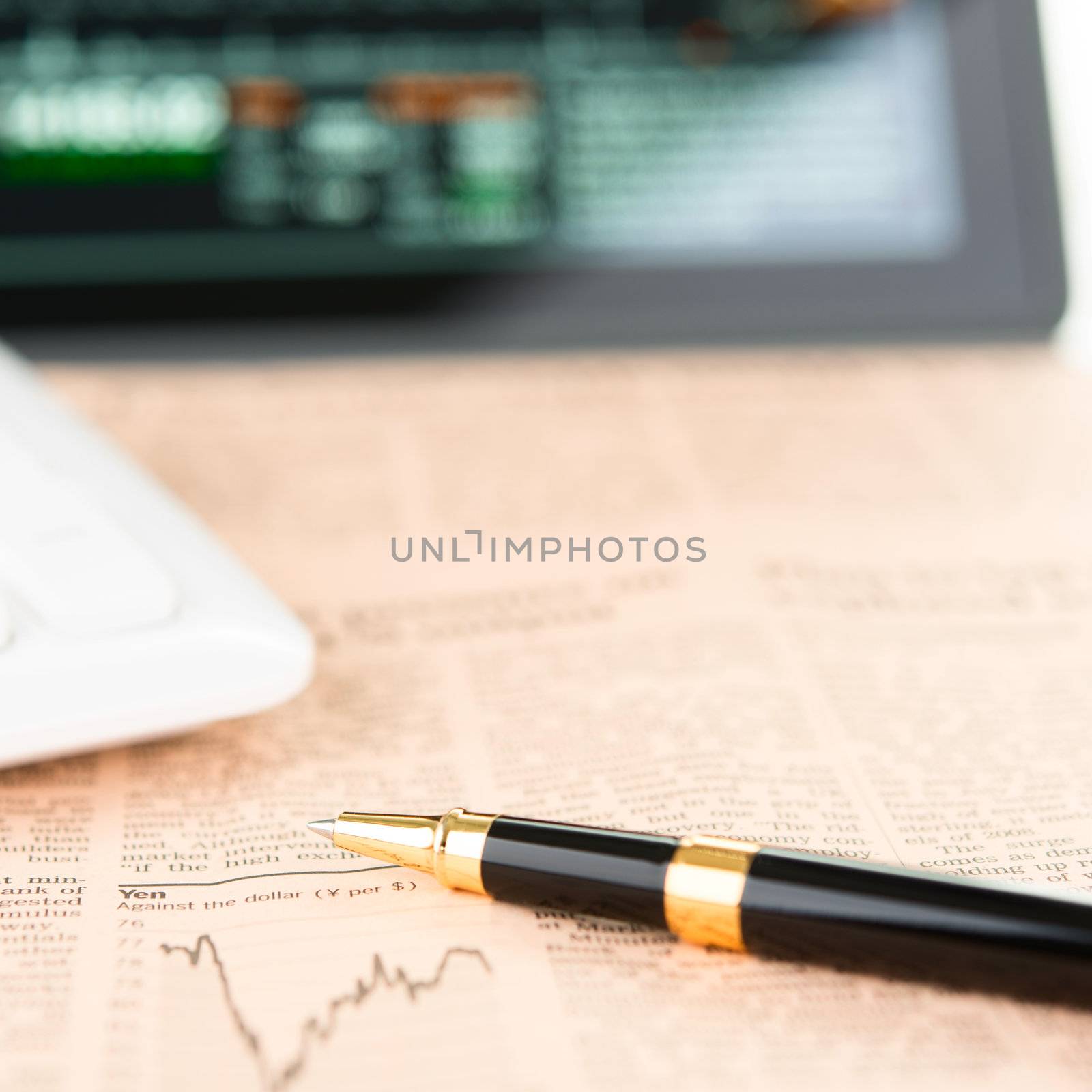 Businessman workplace with digital tablet