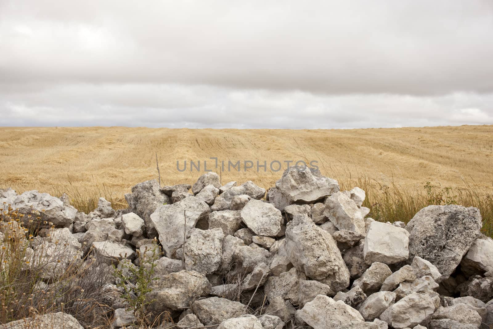 Stonewall in cloudy spanish countryside
