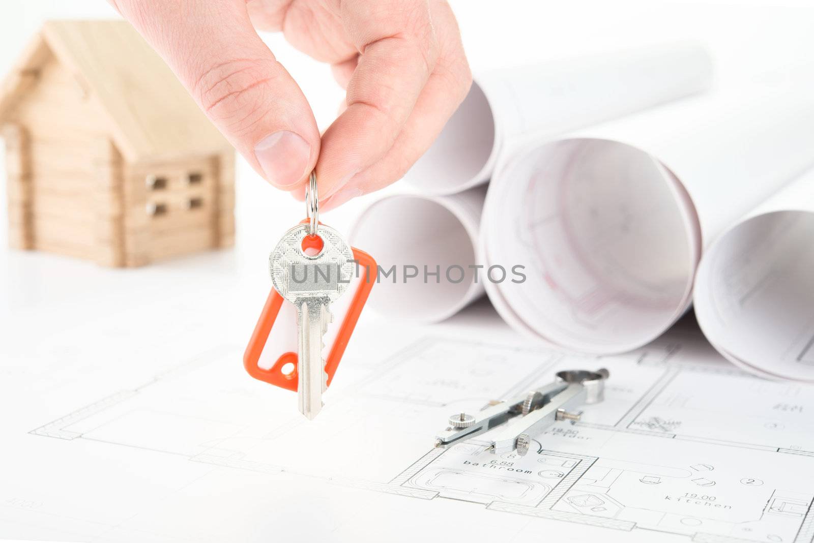 Blueprints hand with keys