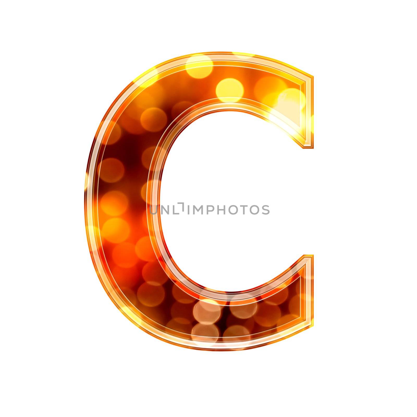 3d letter with glowing lights texture - C
