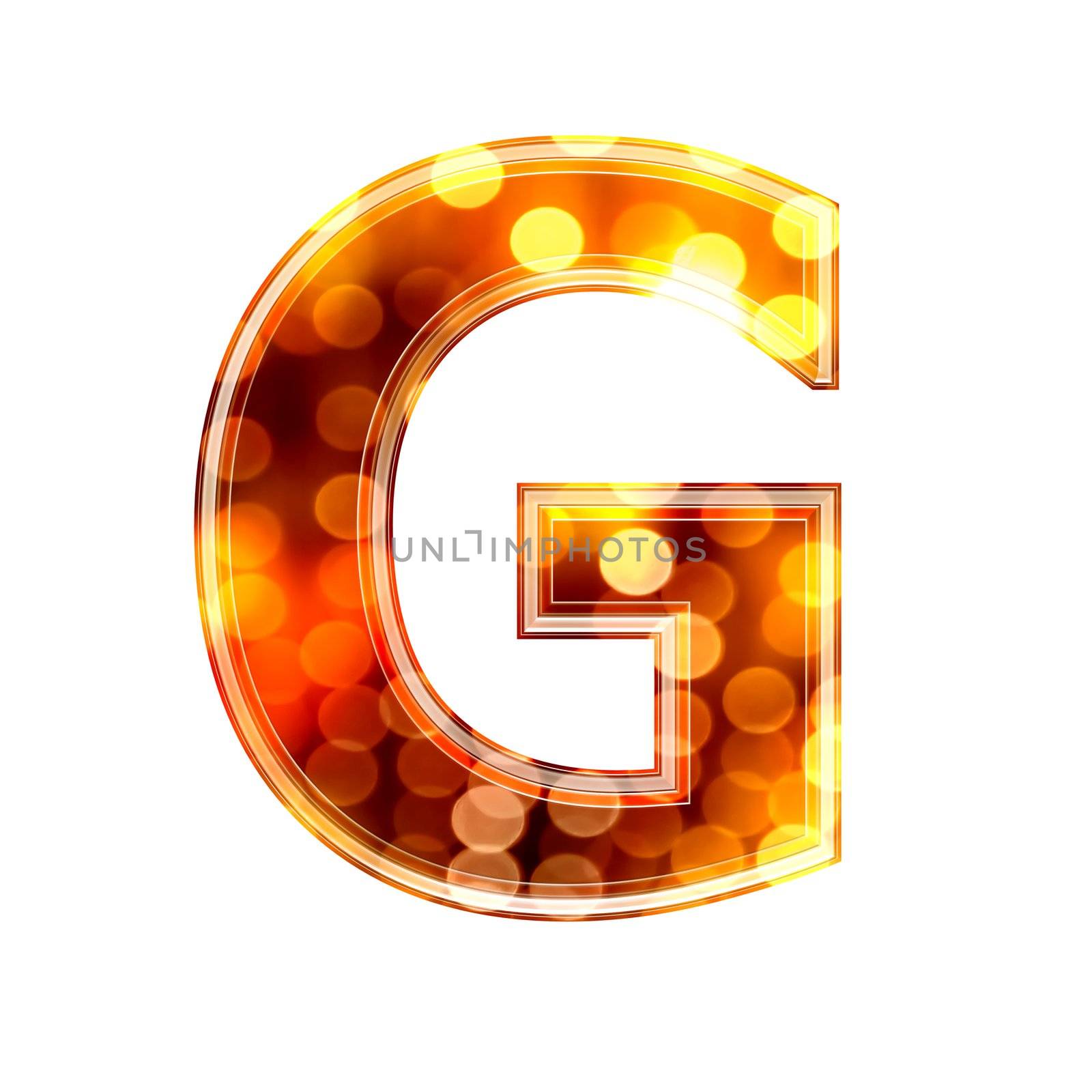 3d letter with glowing lights texture - G