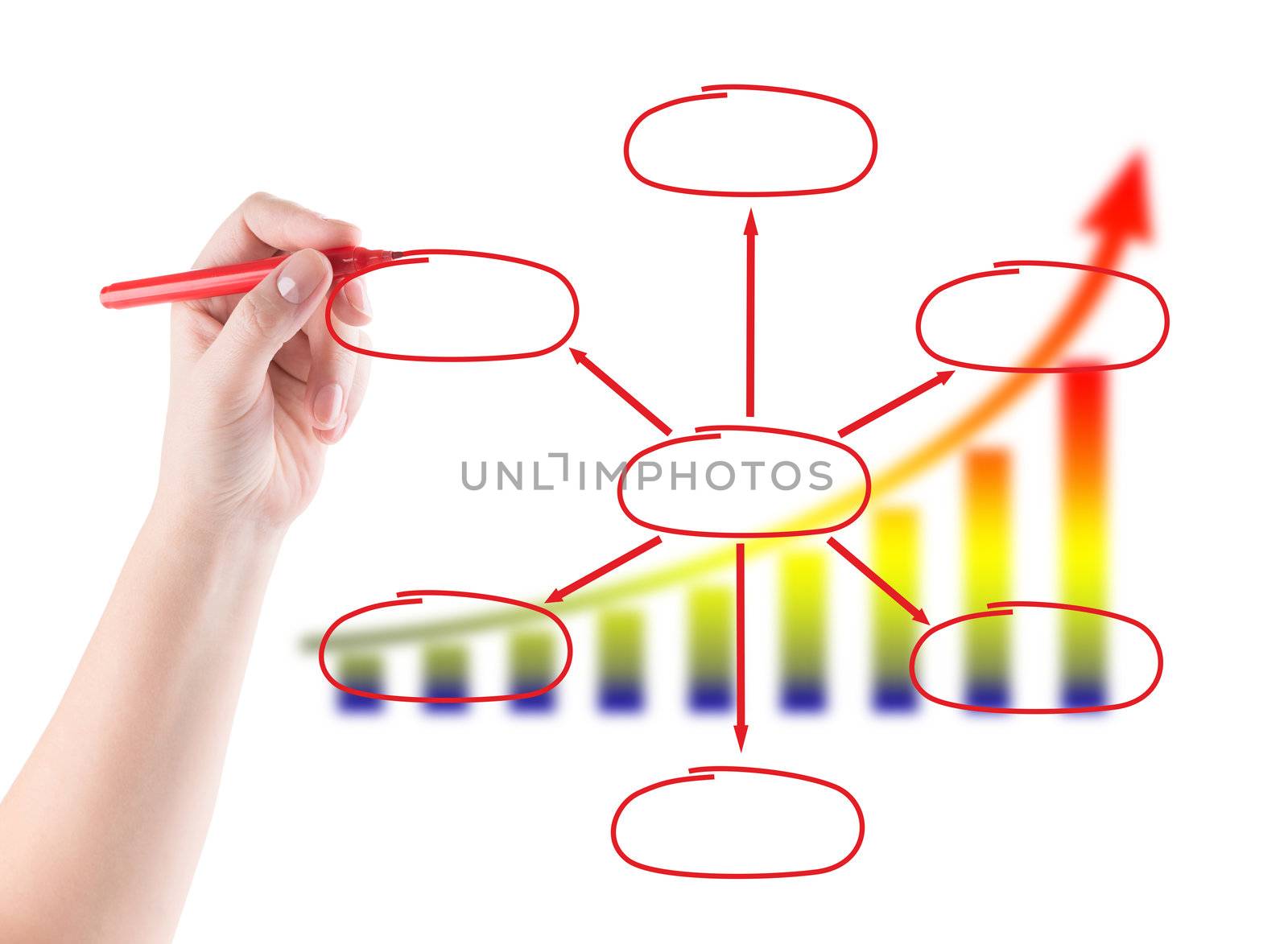 Hand drawing a diagram of business process