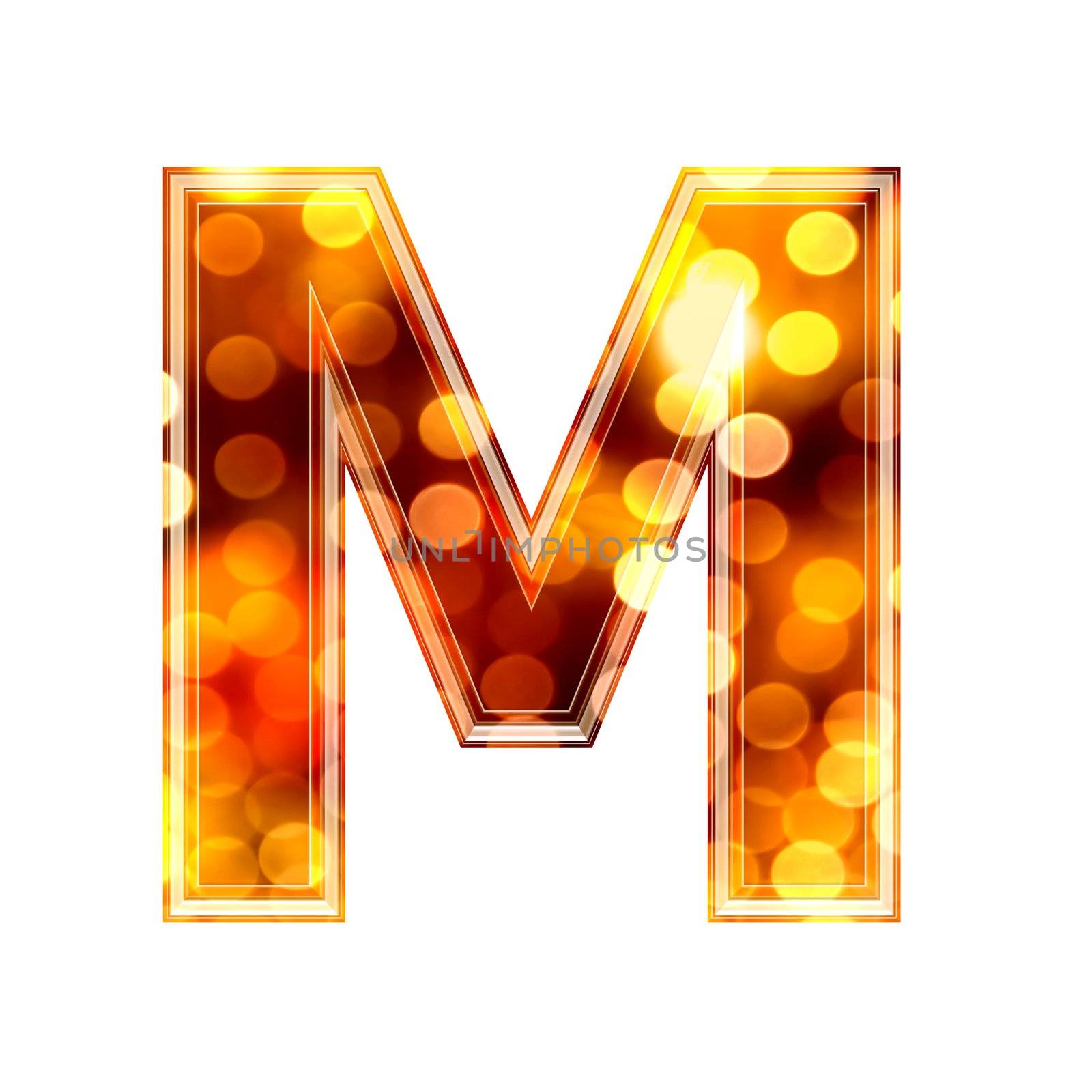 3d letter with glowing lights texture - M by chrisroll