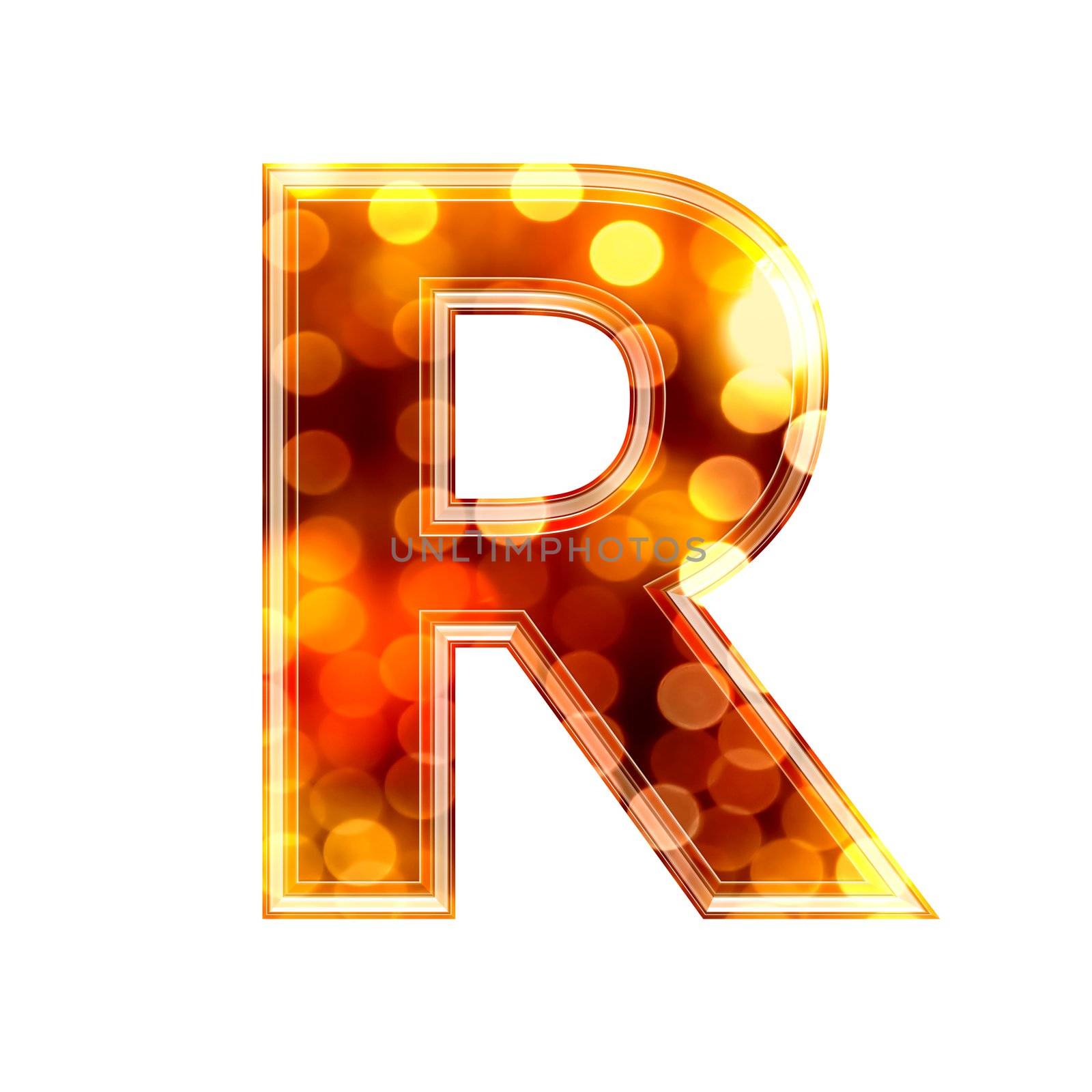 3d letter with glowing lights texture - R by chrisroll