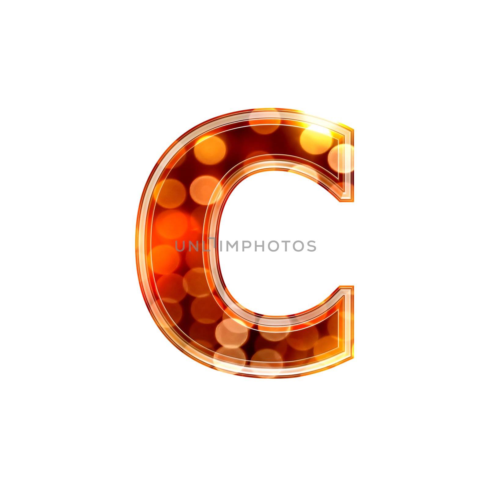 3d letter with glowing lights texture - c by chrisroll