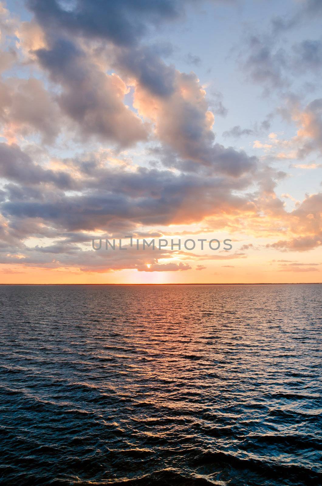 beautiful sunset over lake by Sergieiev