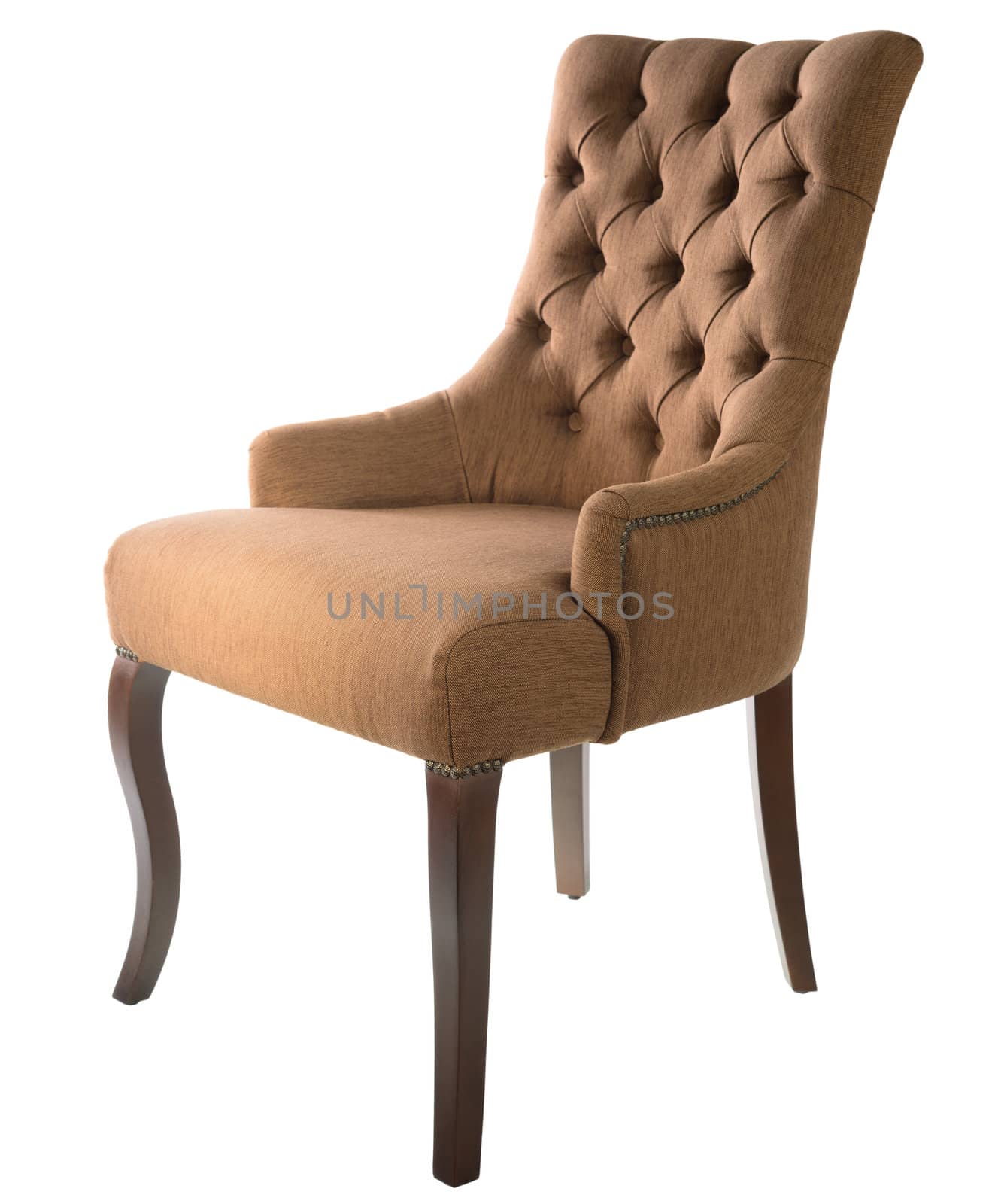 Brown arm-chair isolated on white background