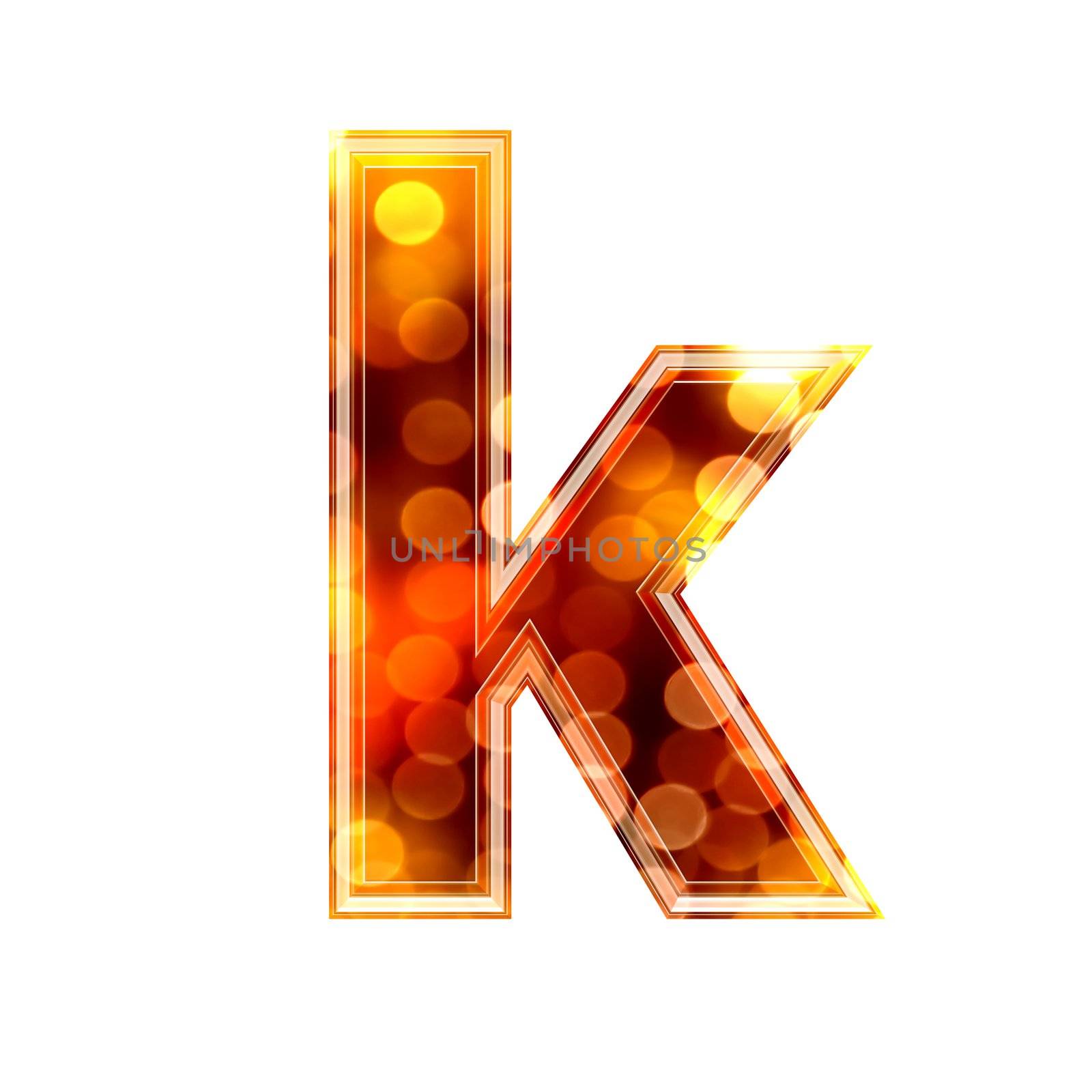 3d letter with glowing lights texture - k