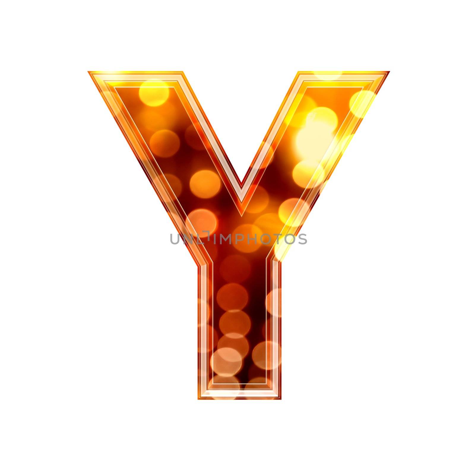 3d letter with glowing lights texture - Y