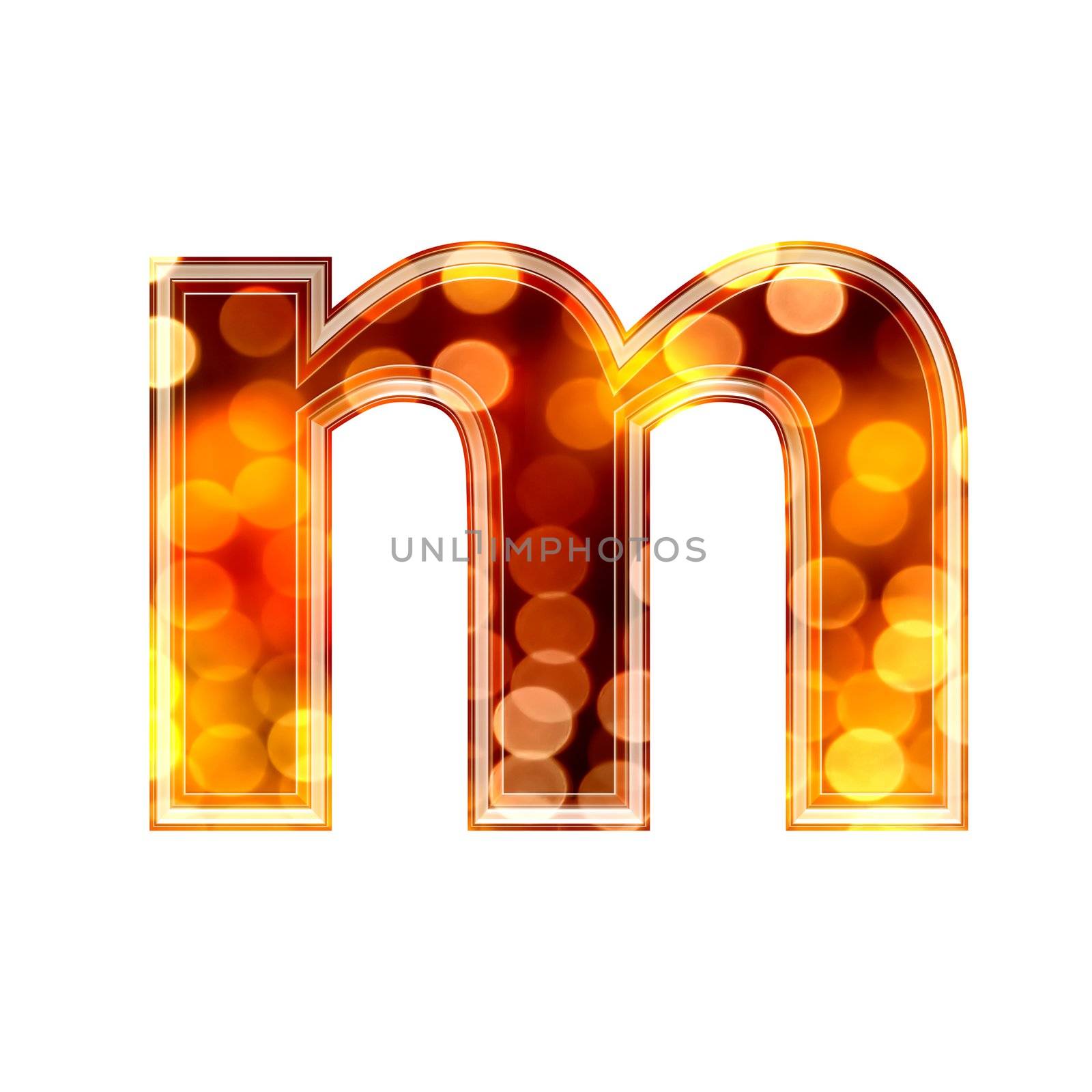 3d letter with glowing lights texture - m by chrisroll