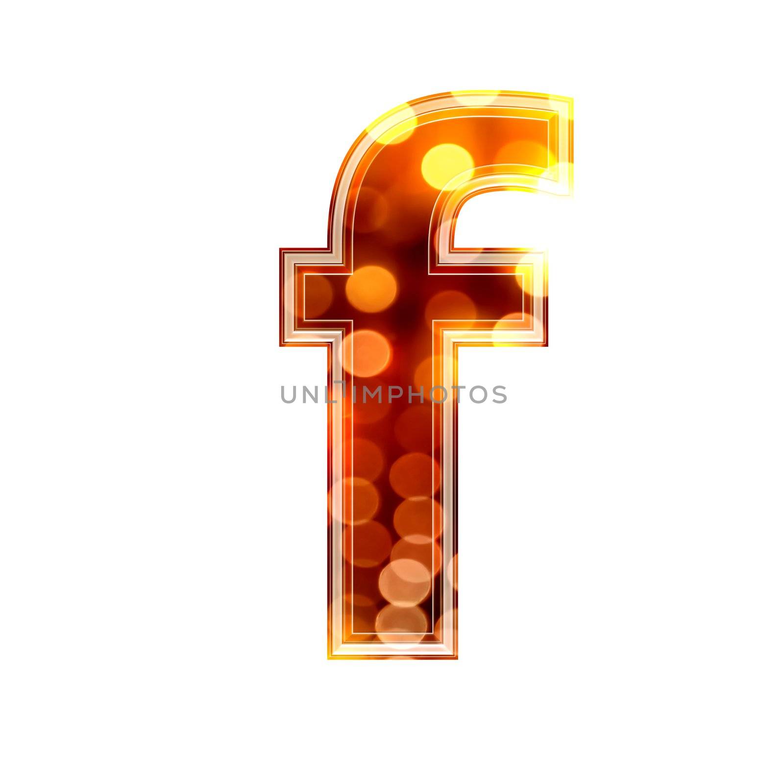 3d letter with glowing lights texture - f