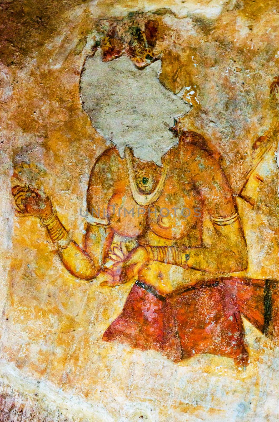 ancient frescos on mount Sigiriya, Sri Lanka ( Ceylon ). by Sergieiev