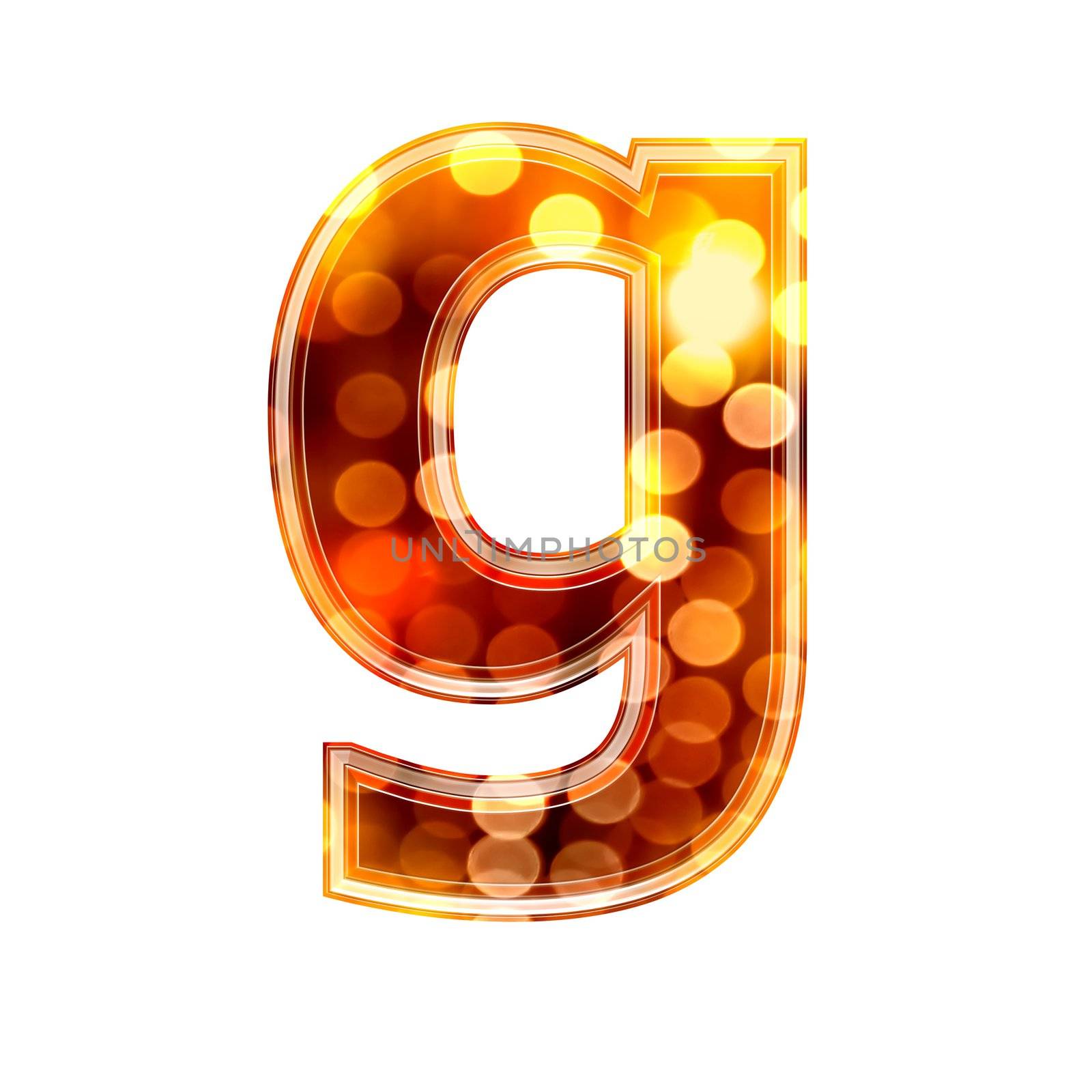 3d letter with glowing lights texture - g