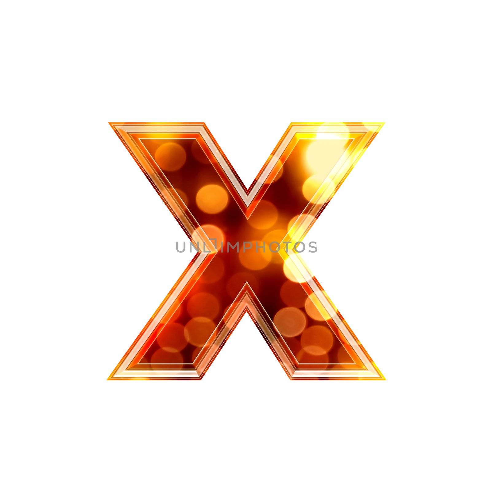 3d letter with glowing lights texture - x